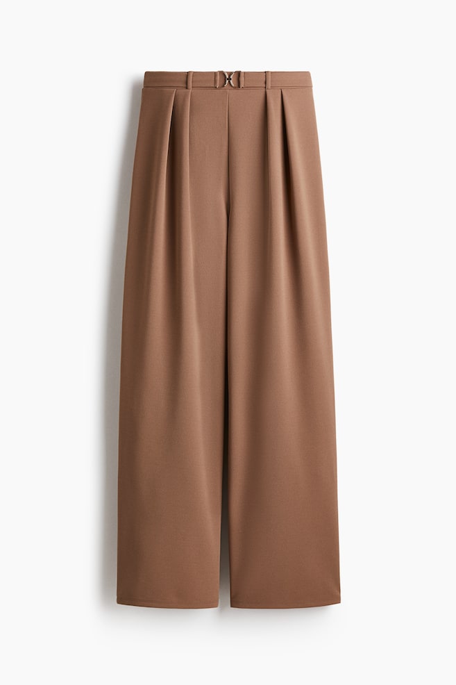 Buckle-detail Dress Pants - Brown - 1