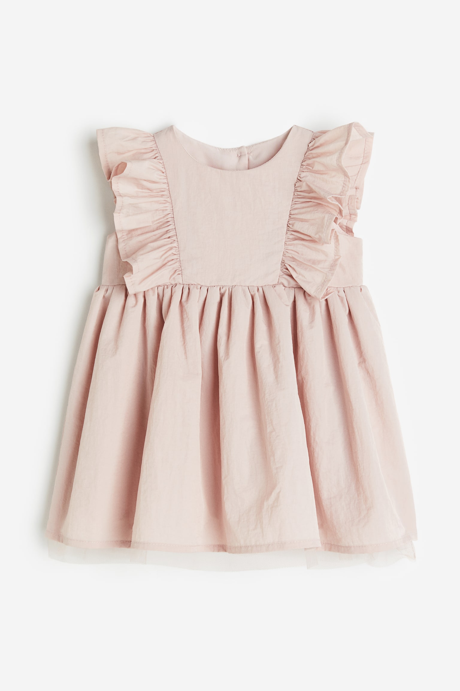 Flounce Trim Dress - Light dusty pink - 1