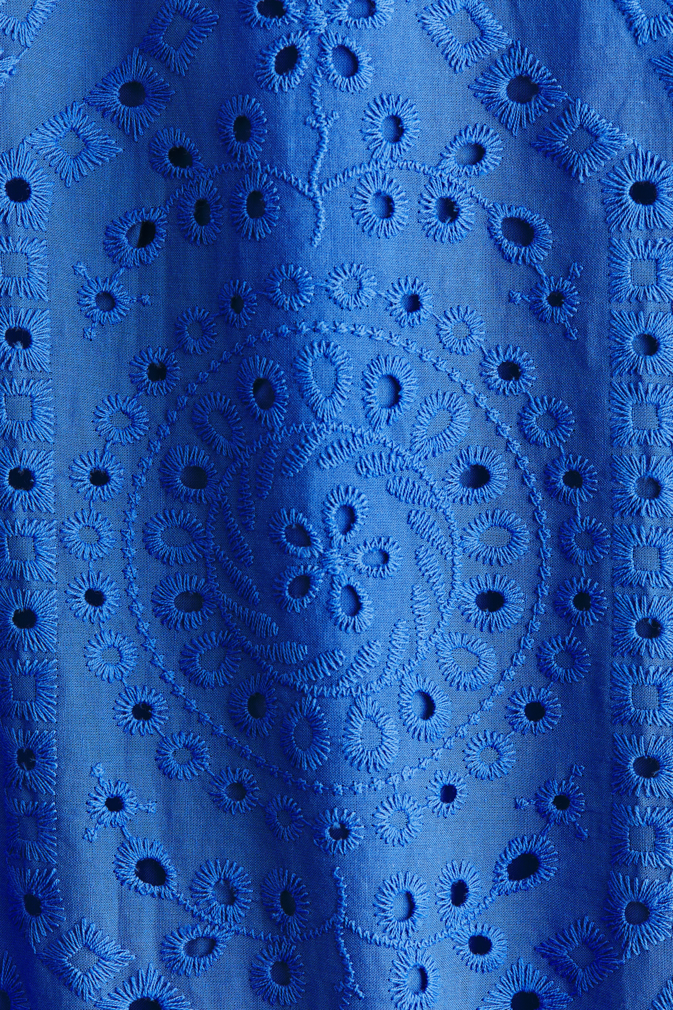Women's Bright blue Eyelet-Embroidered Cotton Shirt Dress | H&M US