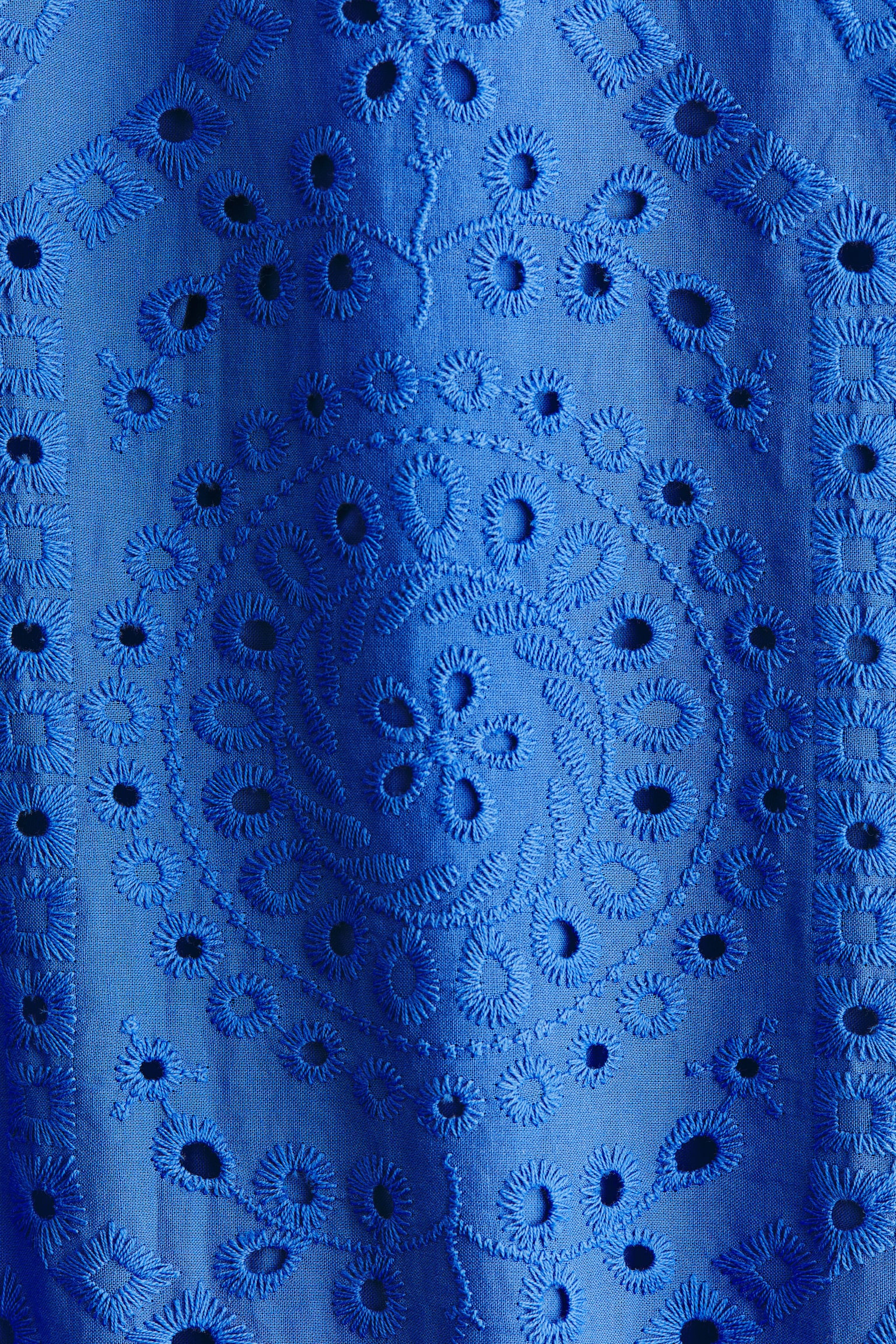 Broderie-anglaise cotton shirt dress - Bright blue/Navy blue - 5