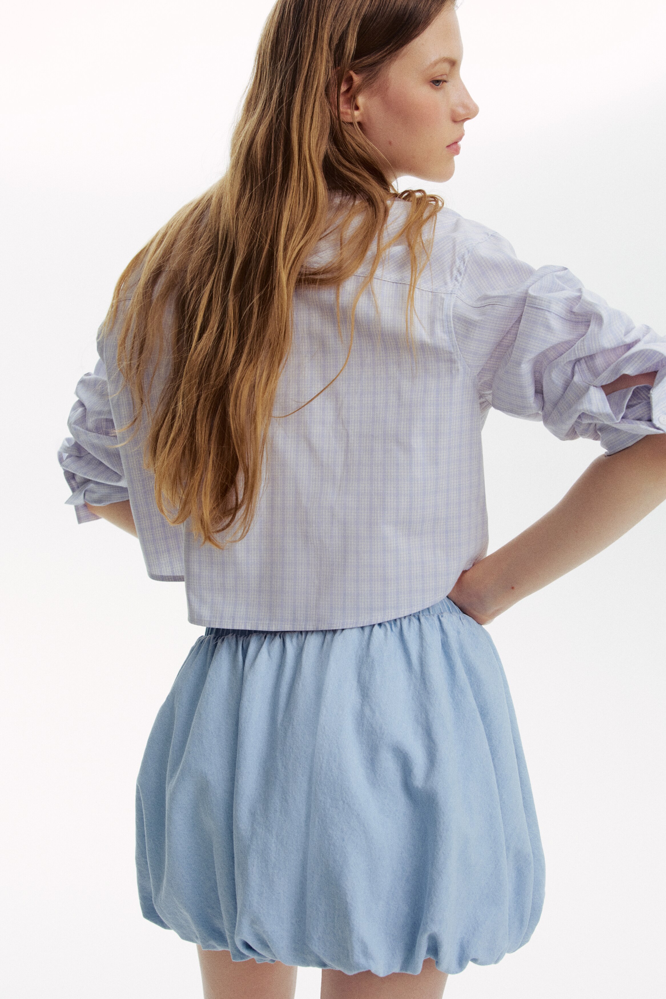 Cropped cotton shirt