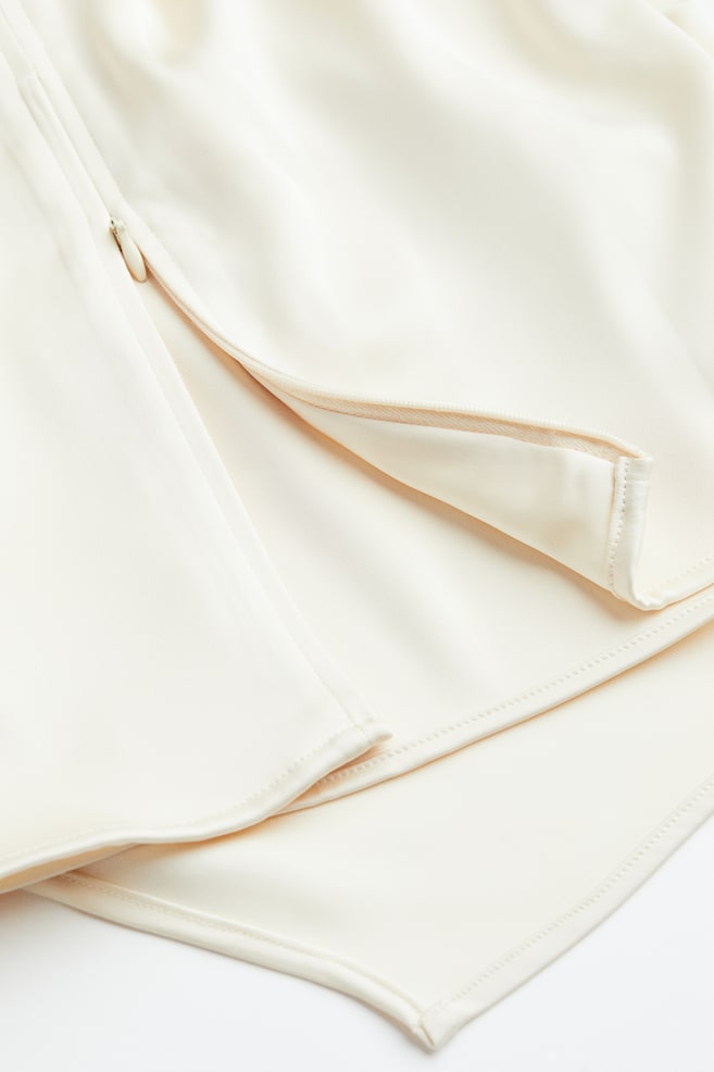 Satin wrap blouse - Cream/Black/Small flowers - 7