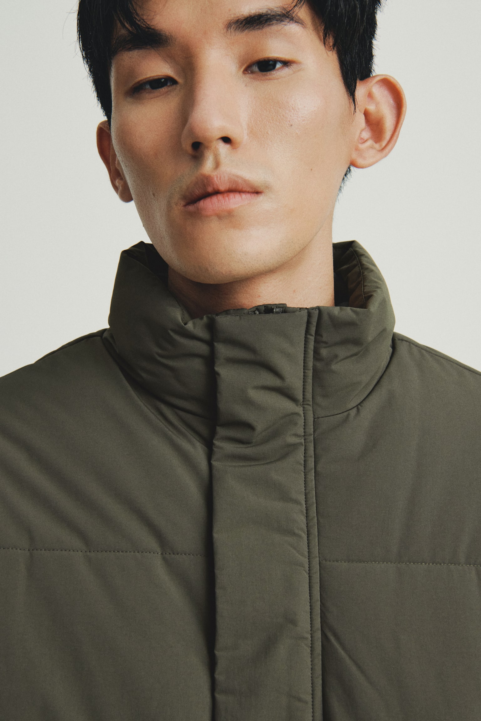 발수 코팅 퍼프 재킷 - 다크 카키 그린/블랙 - 7