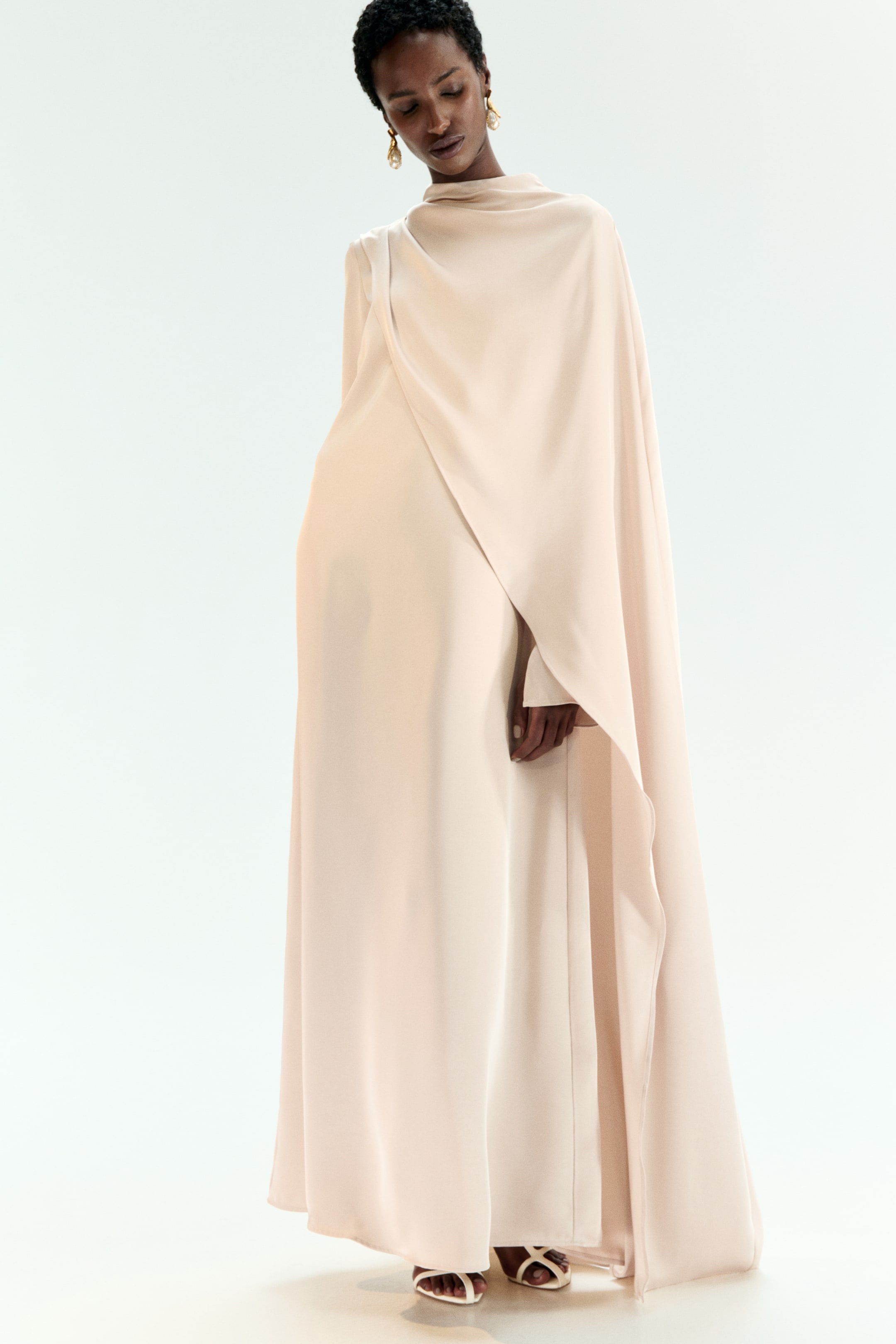 Women's Light beige Cape Detail Kaftan Dress | H&M AU Women's Light beige Cape Detail Kaftan Dress | H&M AU