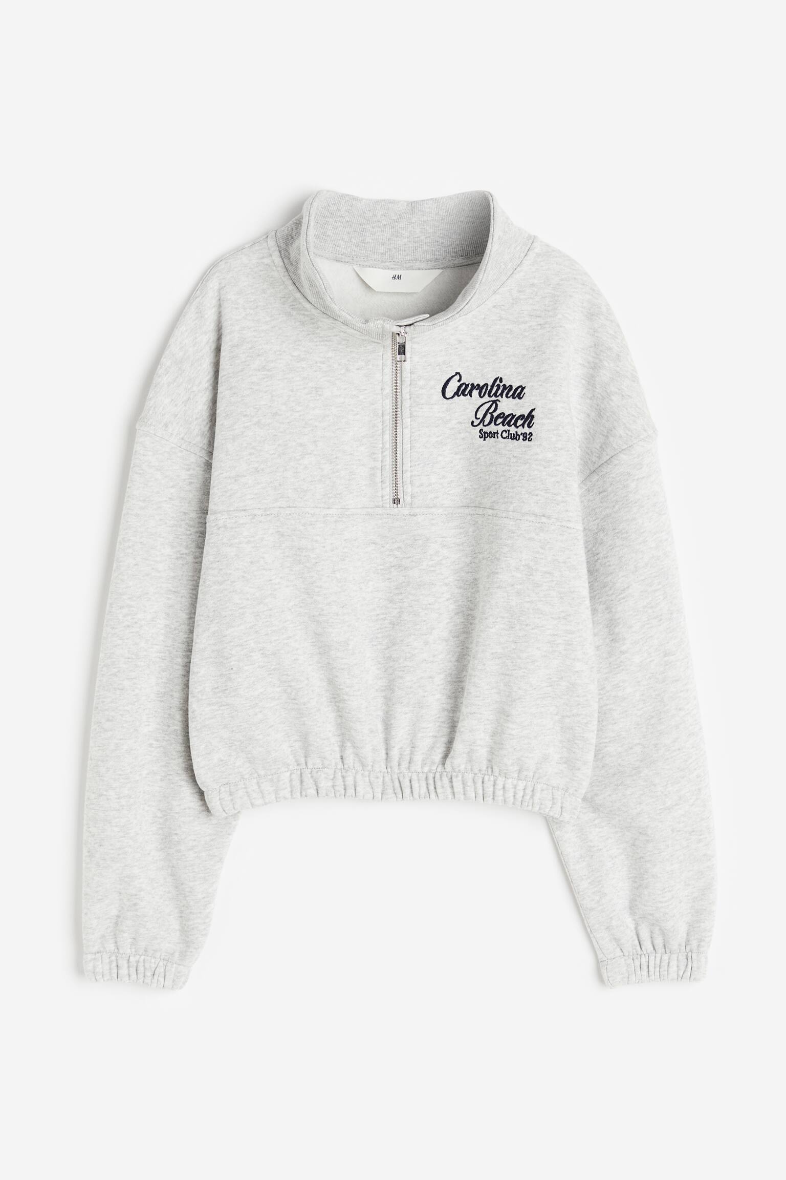 Oversized zip-top sweatshirt - Light grey marl/Carolina Beach - 1