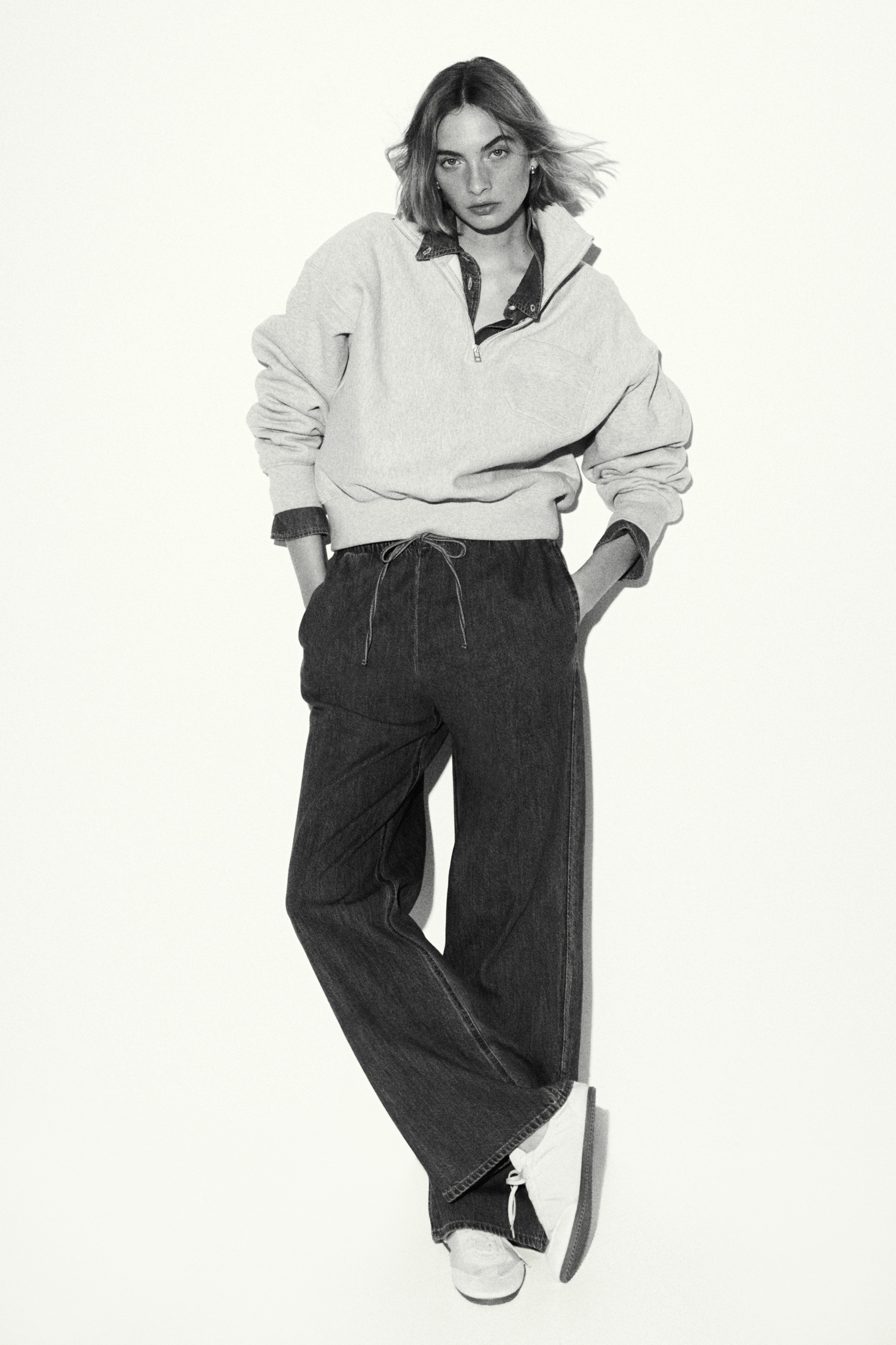 Denimbukse med snøring - Denimblå/Hvit/Lys denimblå/Mørk denimblå