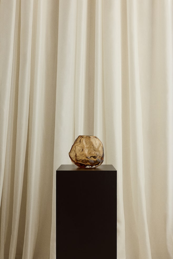 Small Textured Glass Vase - Beige/Transparent - 2