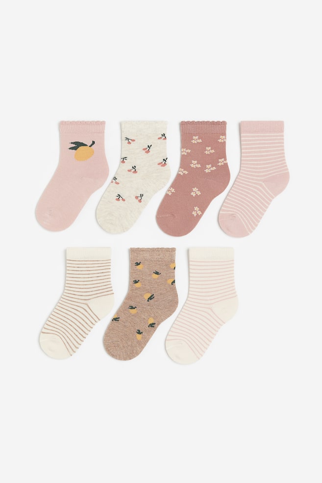 7-pack socks - Pink/Patterned/Dark green/Dogs - 1