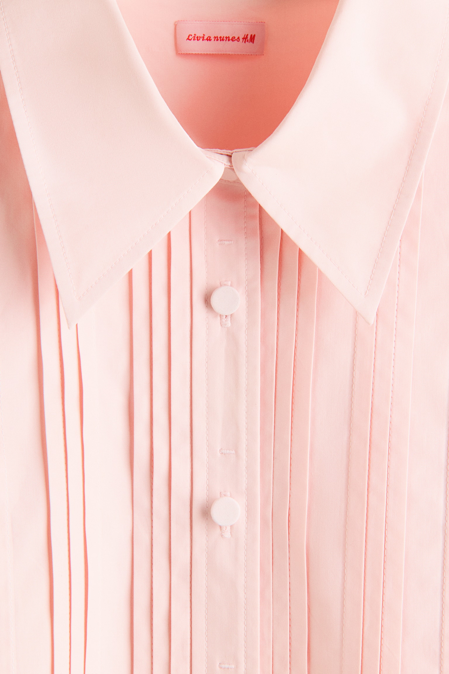 Женская рубашка H&M Bib-Front Poplin, цвет: Светлый розовый — фото 4