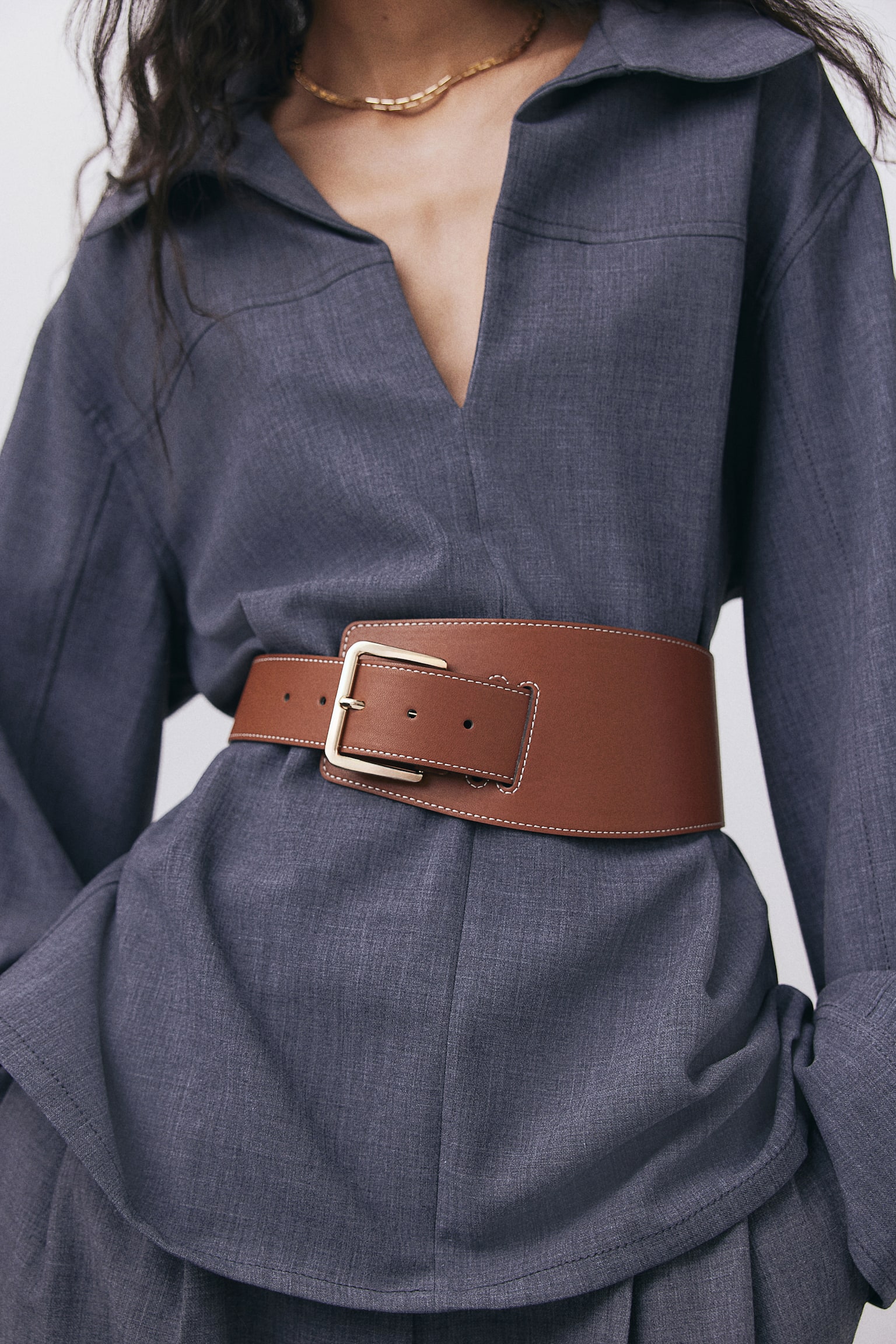 Asymmetric belt - Brown