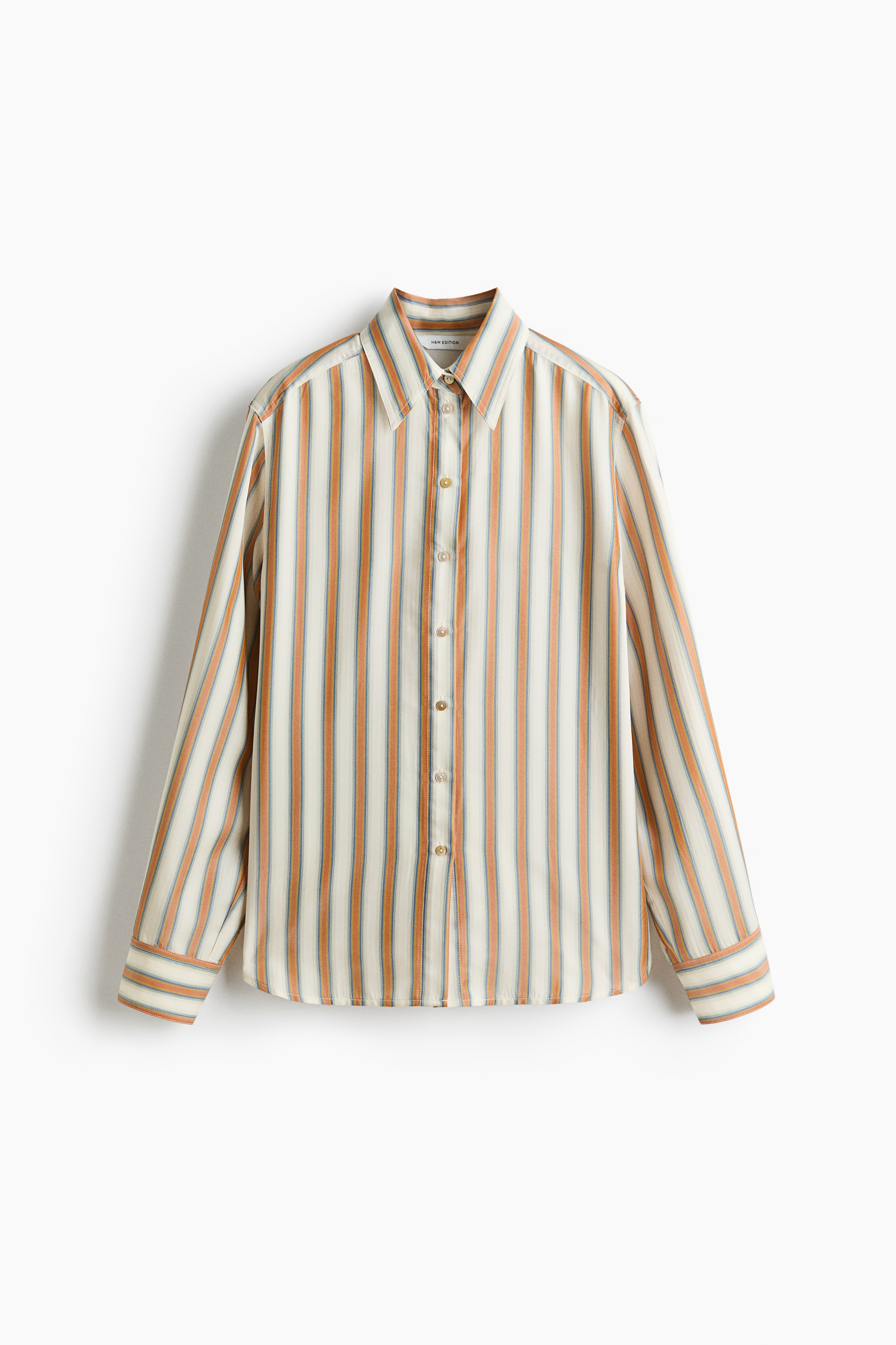 Viscose-blend shirt - White/Orange striped