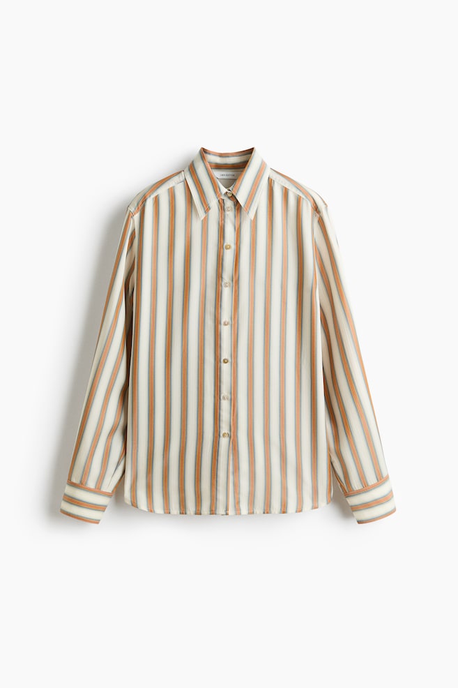 Viscose-blend shirt - White/Orange striped - 1