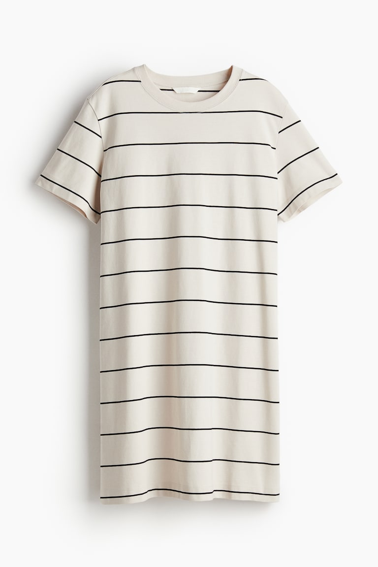 Women's White/black striped Cotton T-Shirt Dress | H&M US