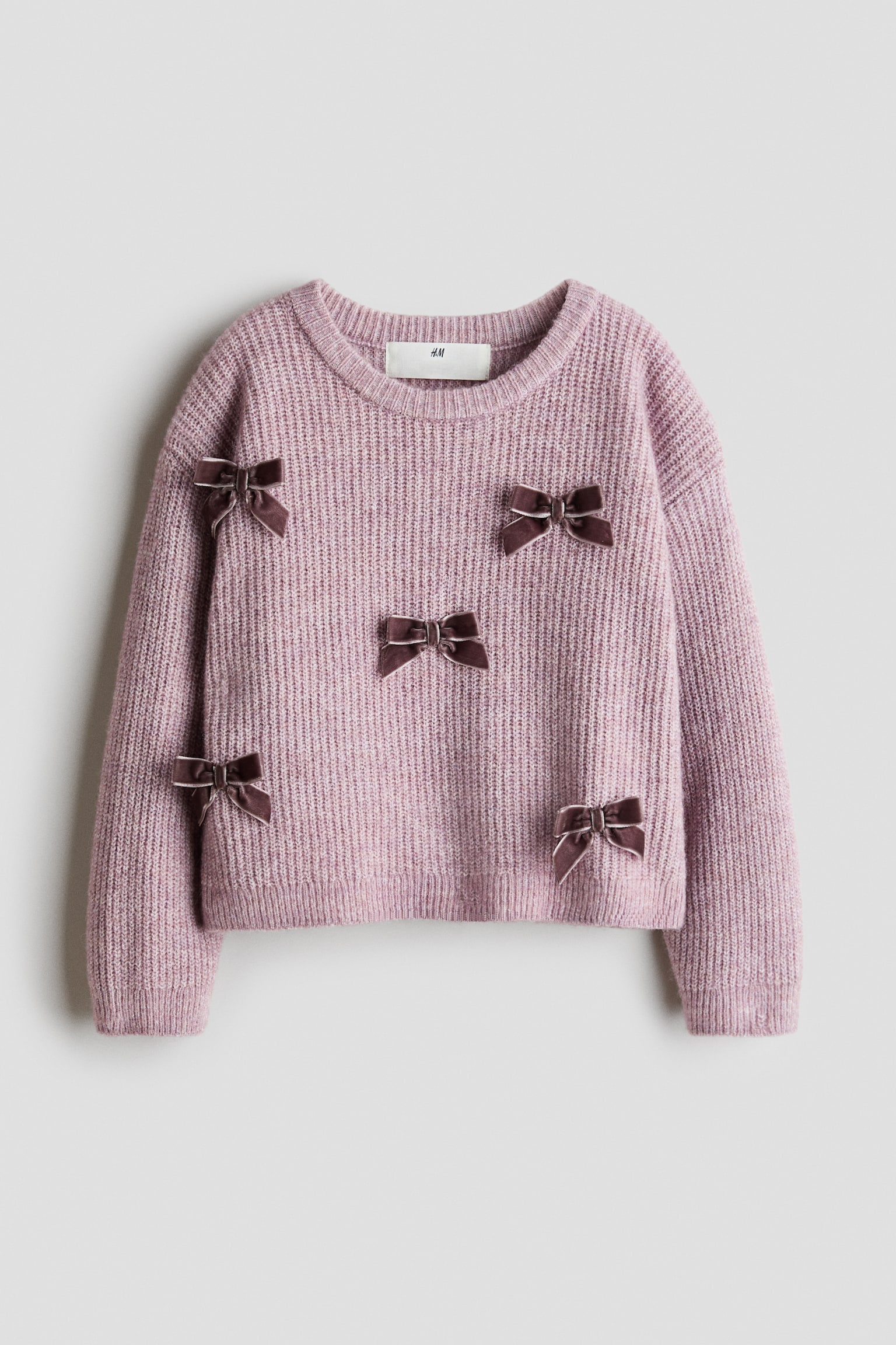 Trøje med applikationer - Støvet lilla/Sløjfer/Lys beige/Lys rosa/Mørkegråmeleret/Hjerter