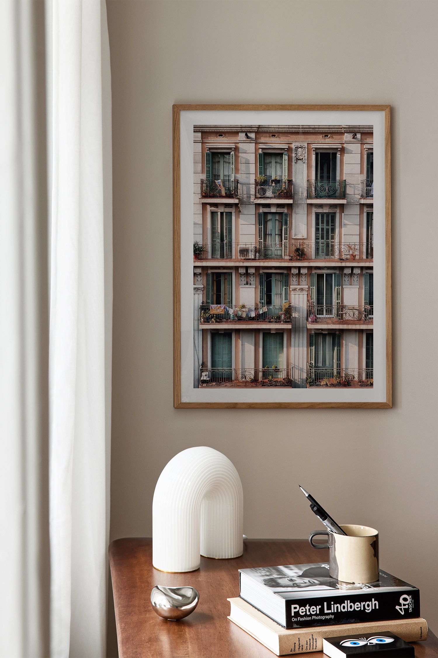 House In Barcelona Plakat - Blå/grå/hvid