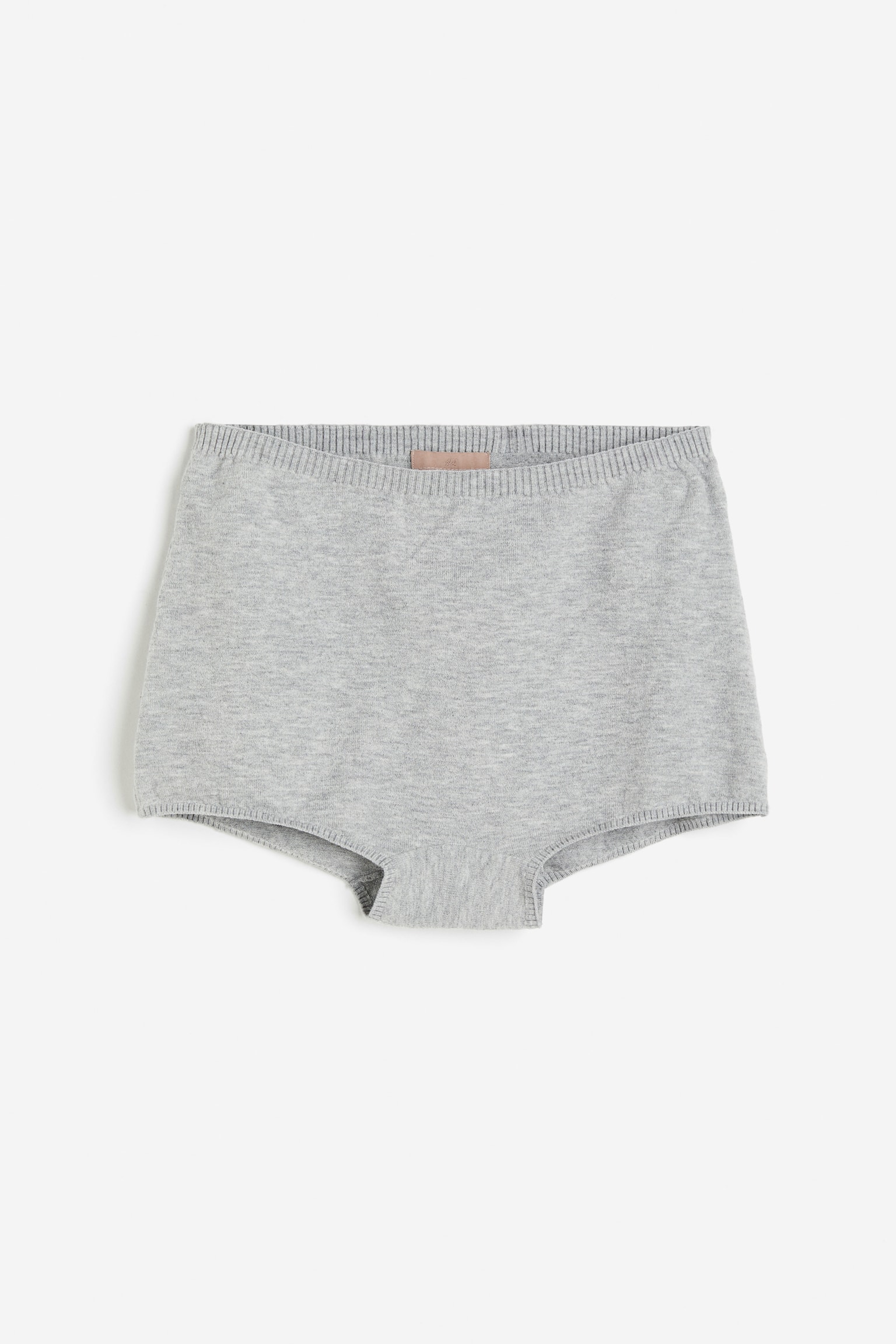 Fine-knit mini shorts - Light grey marl - 1