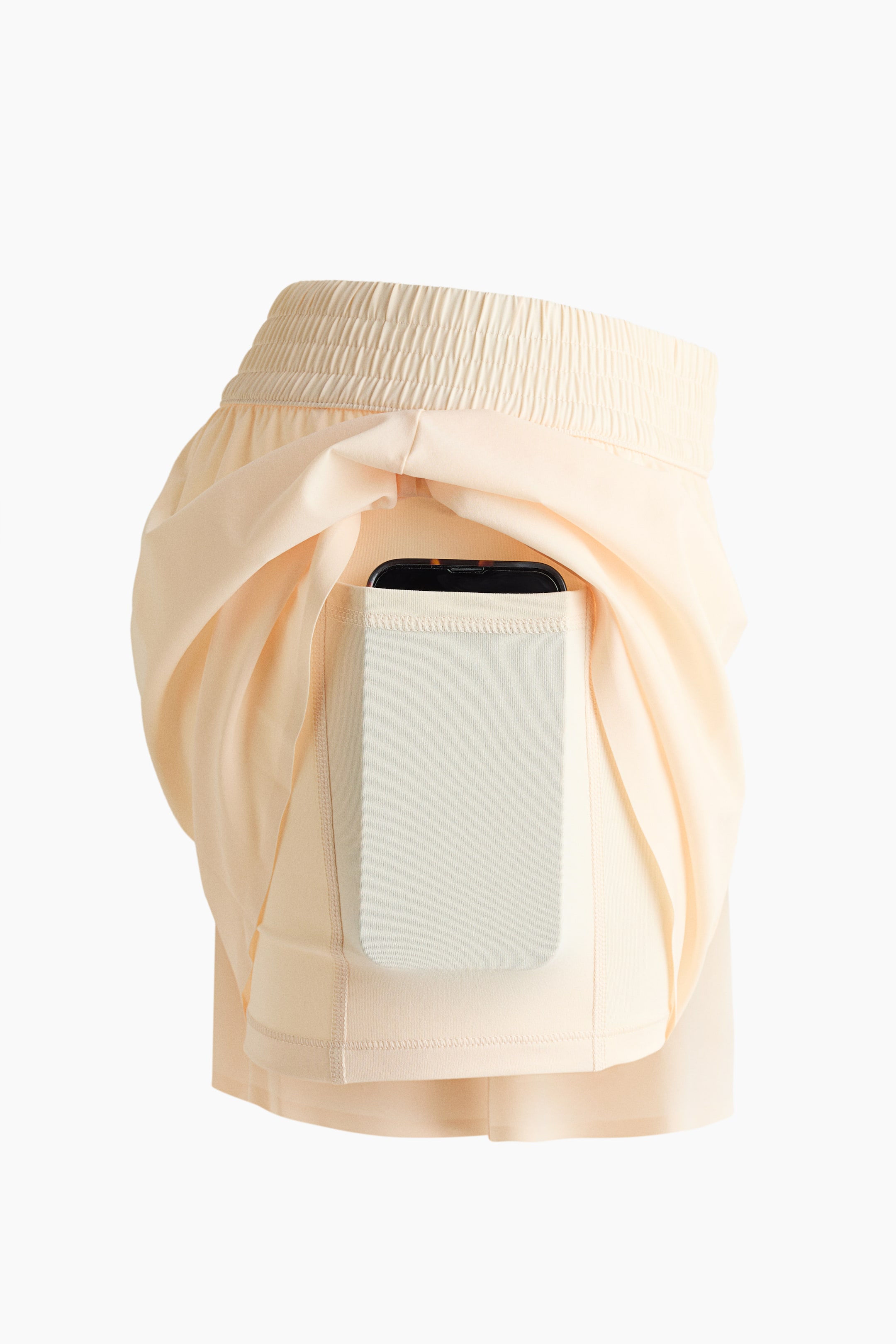 Layered Sports Shorts with Pocket