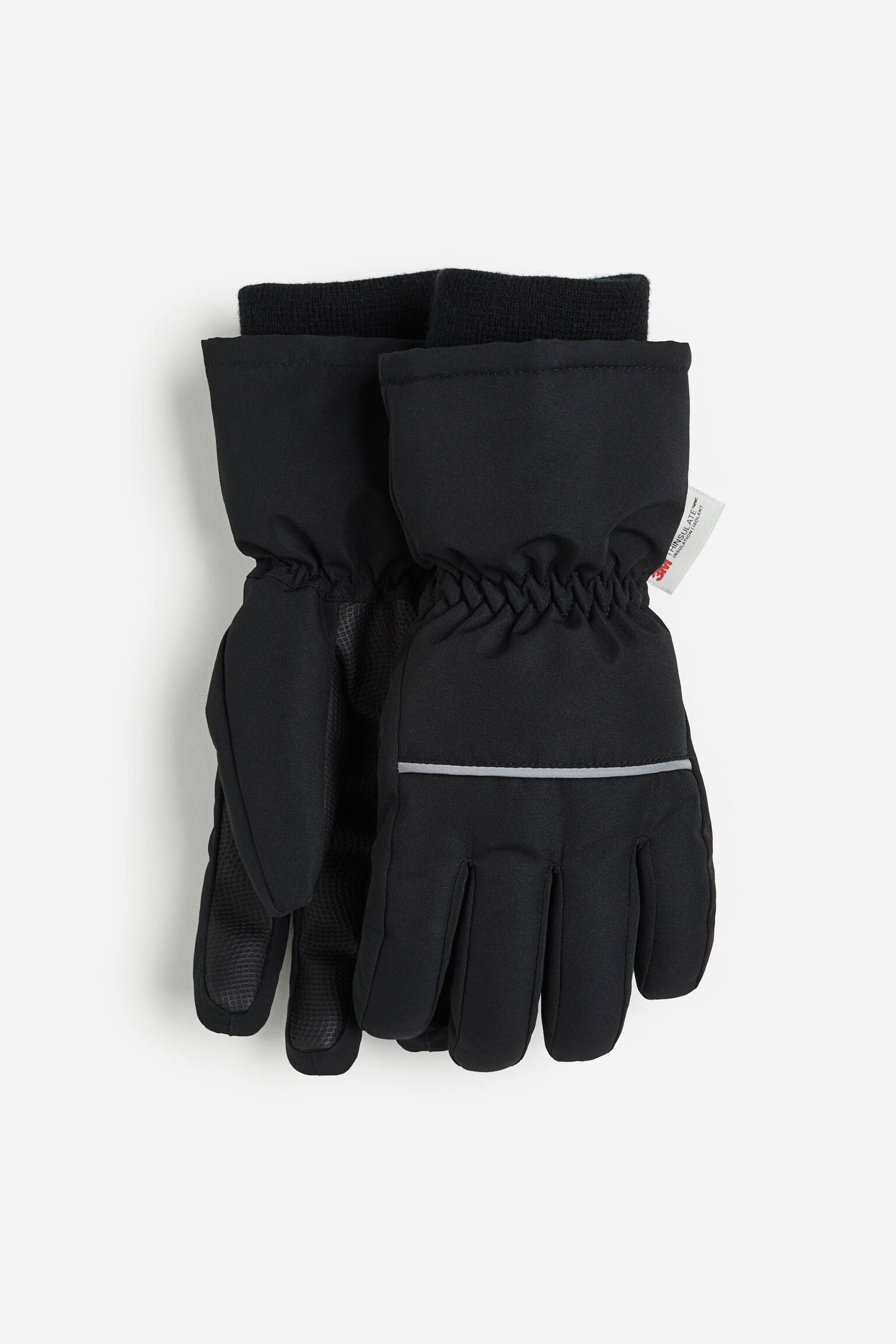 Water Repellent Padded Gloves - Black/Black/Pattern - 1