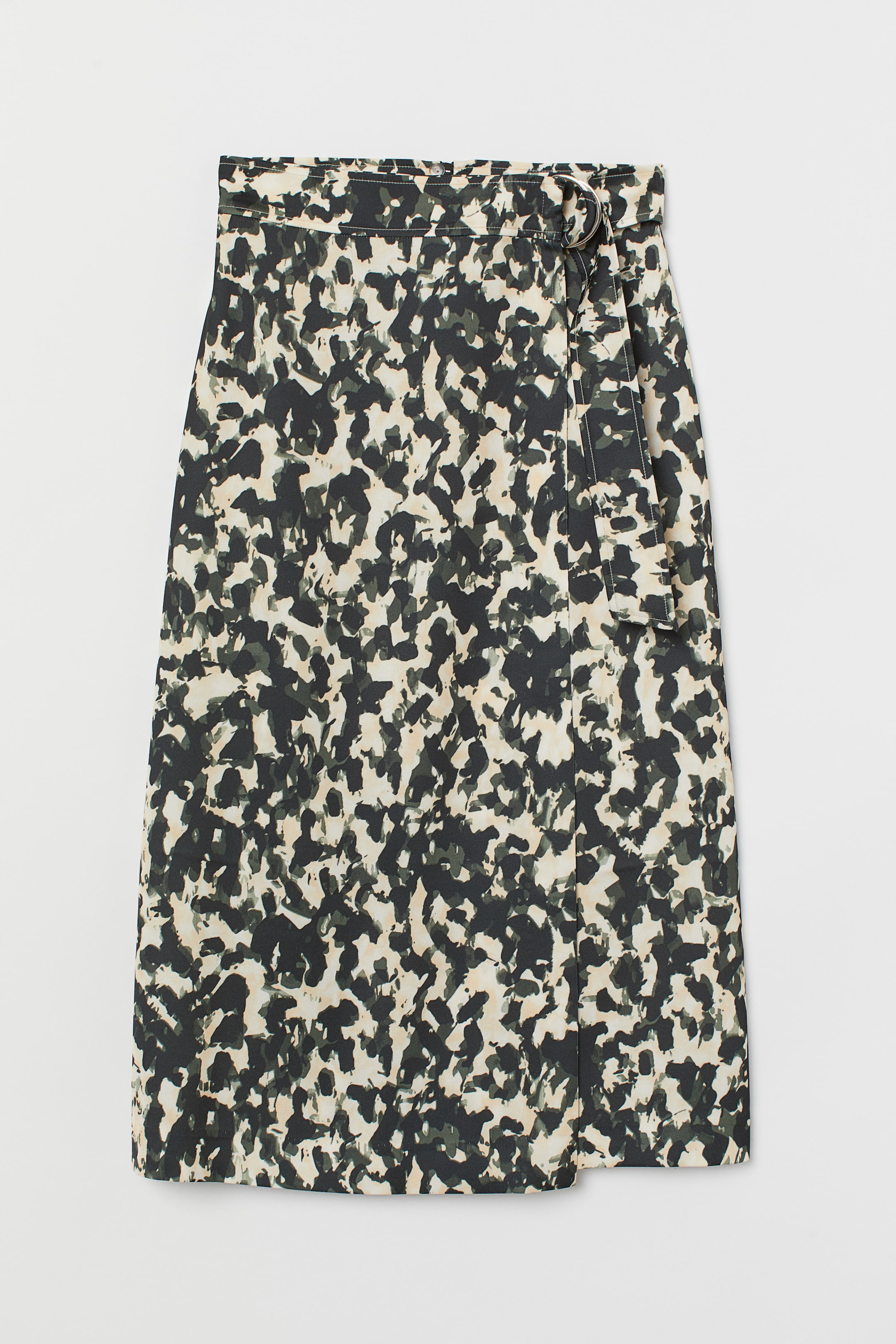 D-ring wrapover skirt - High waist - Midi - Black/Patterned - Ladies ...