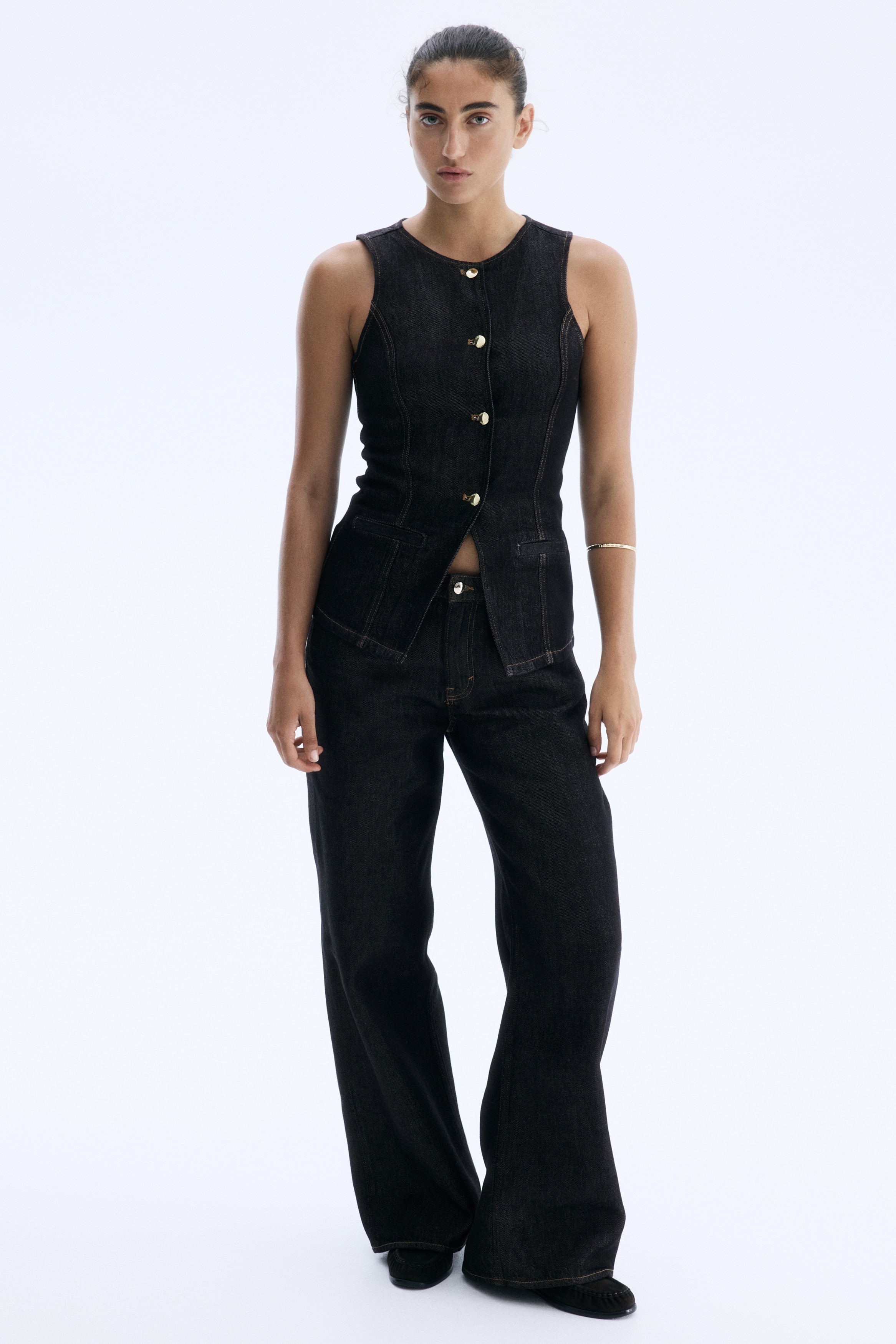 Tailored denim waistcoat