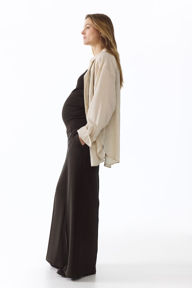 MAMA Wide-Leg Dress Pants - Dark brown/Cream/Light beige - 6