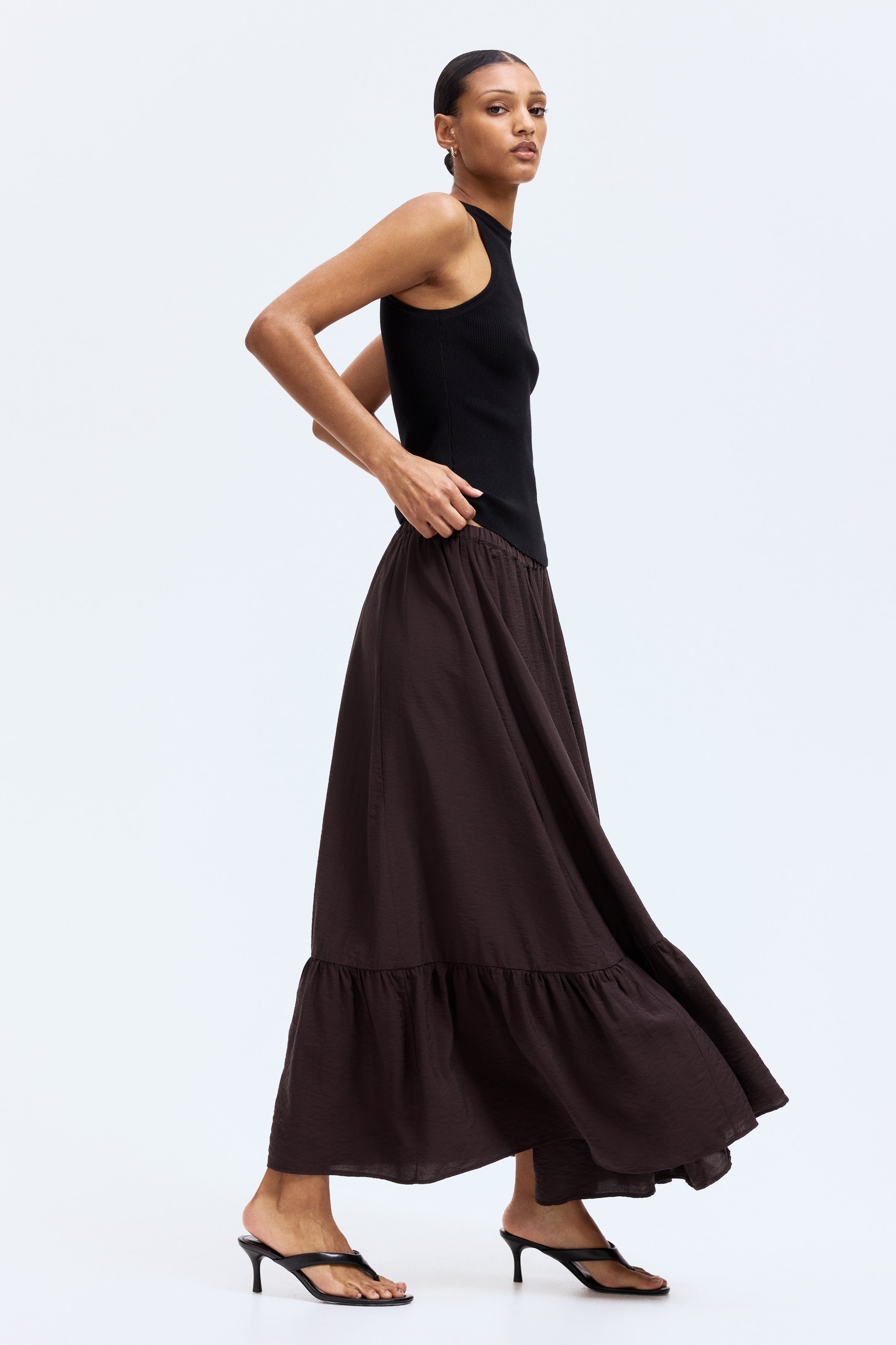 View larger image: Flared Skirt - Dark brown - Ladies | H&M US 1