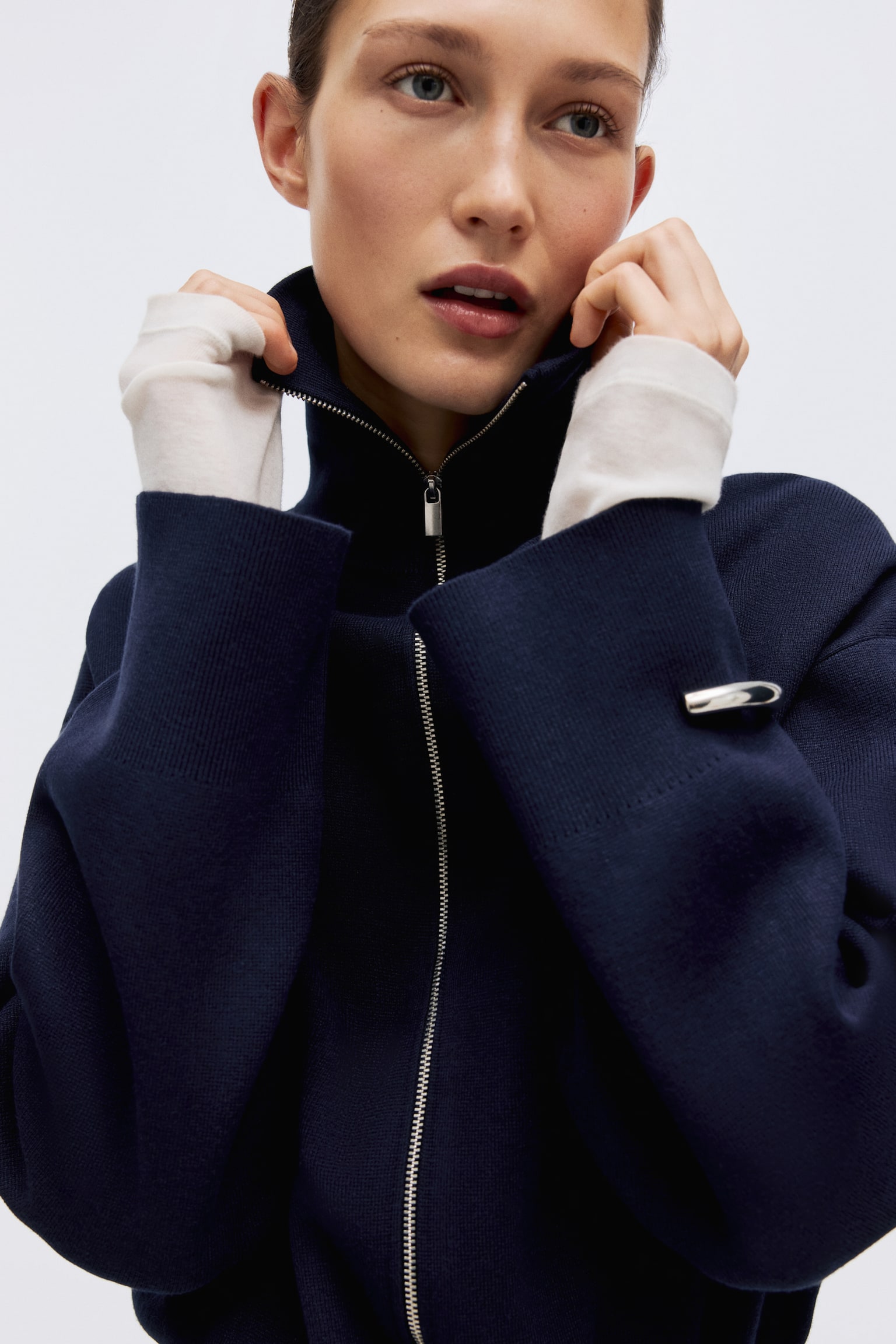 Zip-through cardigan - Navy blue - 4