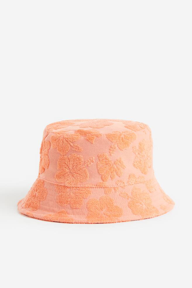 Bucket Hat aus Frottee - Apricot/Geblümt - 1