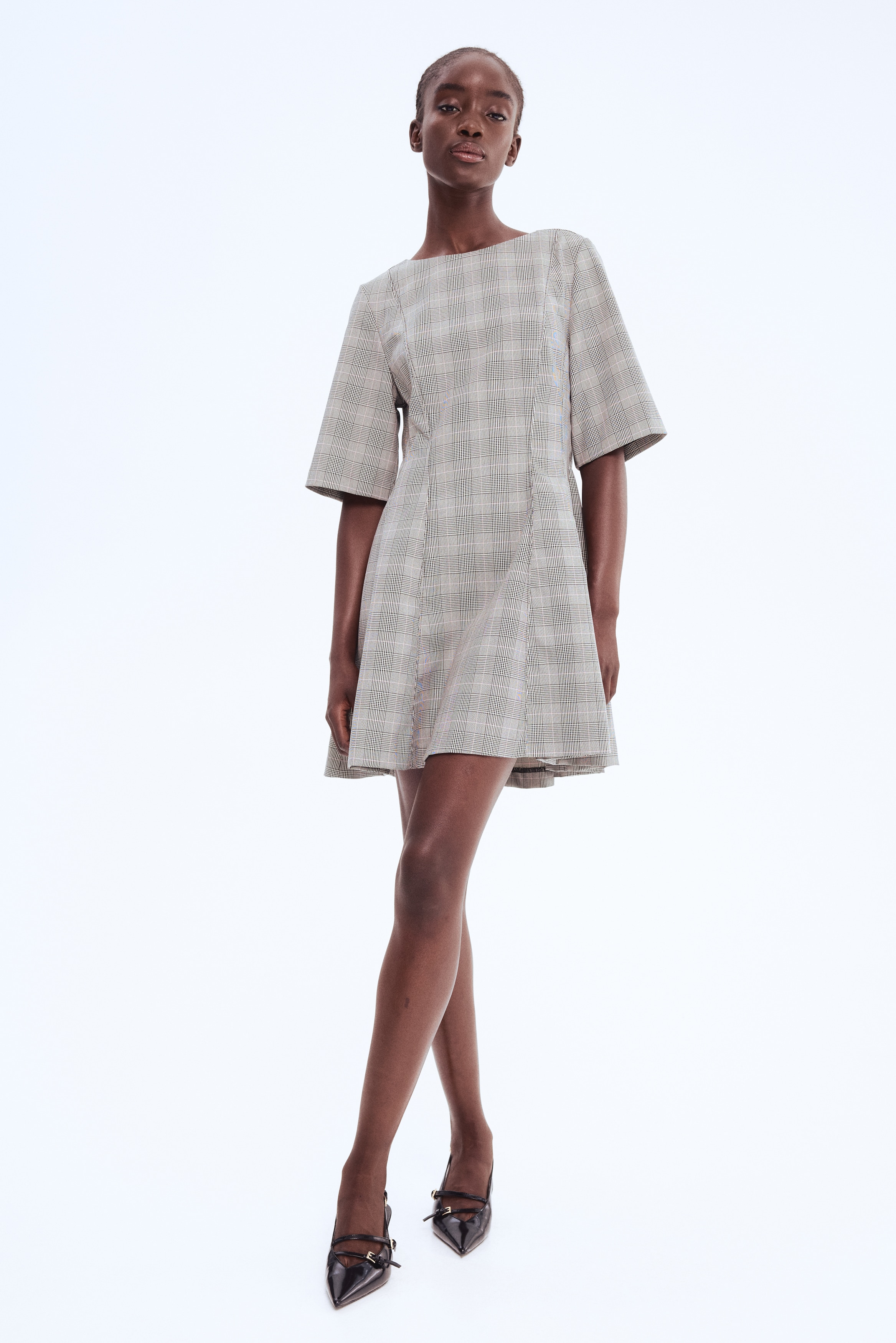 knee length dresses for ladies Paula Checkered Mesh Maxi Dress – Clothe Boutique main image 1