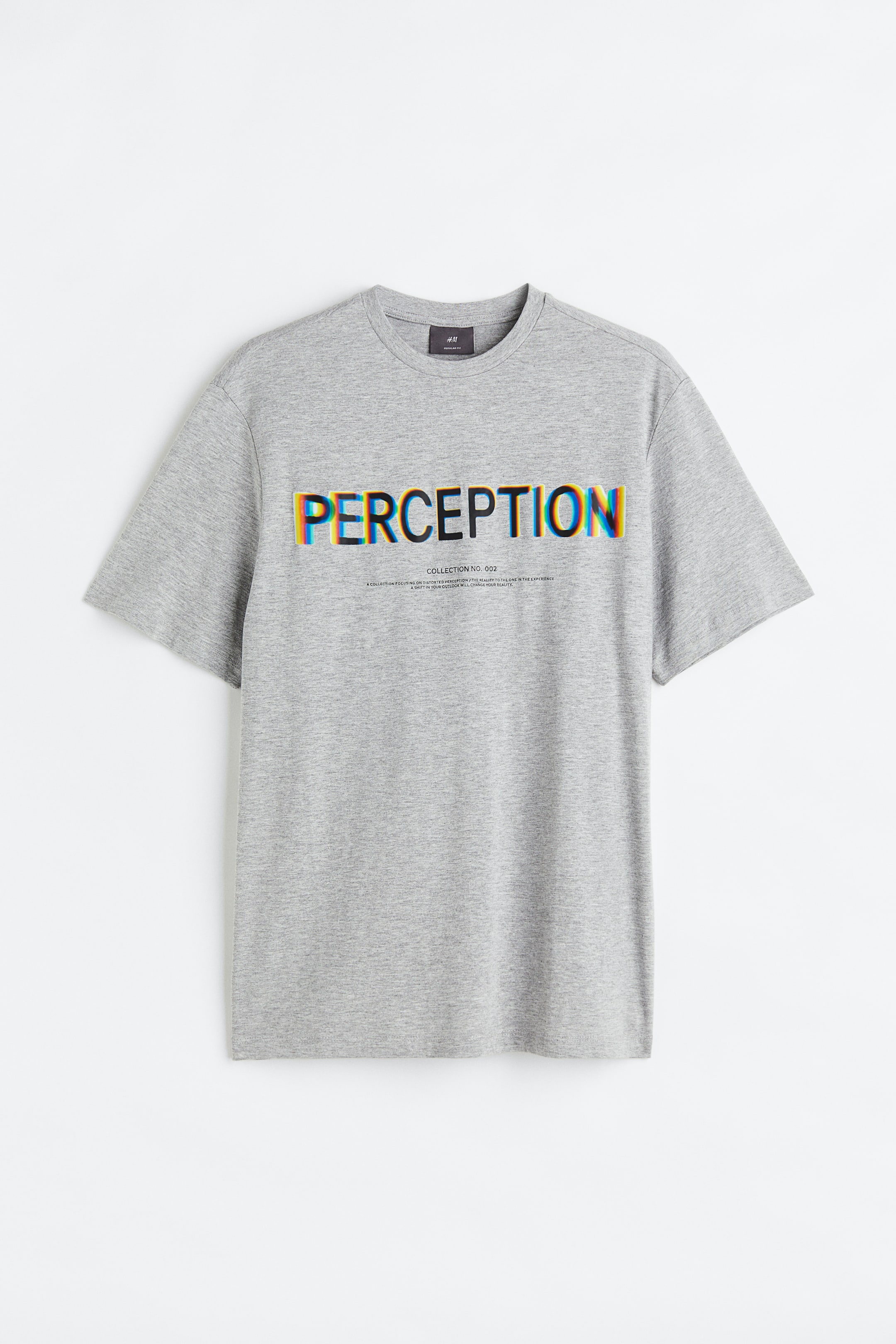 View larger image: Regular Fit Cotton T-shirt - Grey marl/Perception - Men | H&M SG 1