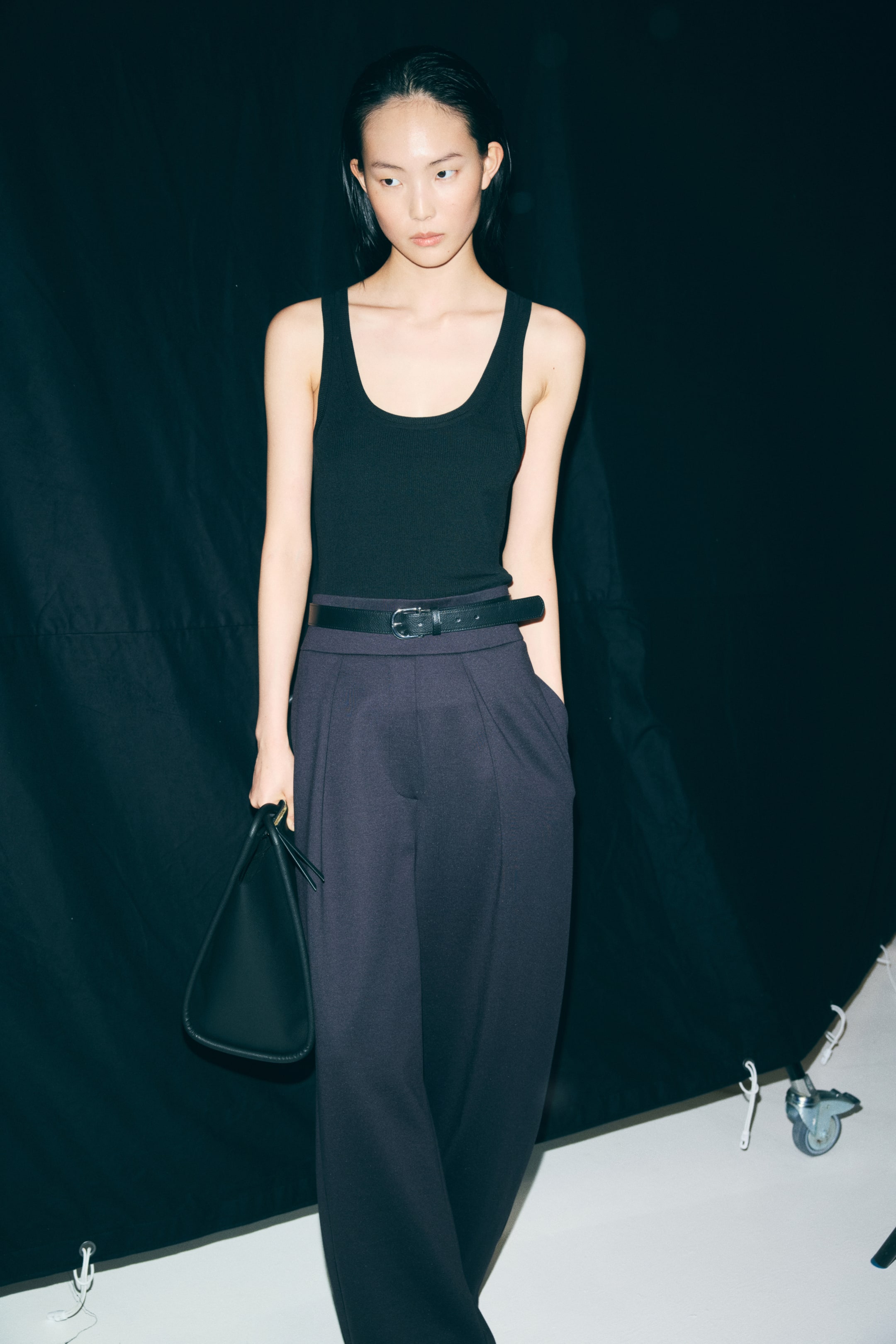Pleated Barrel-Leg Pants