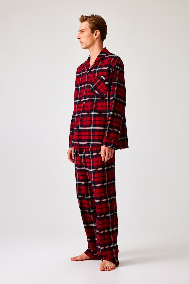 Pyjama en flanelle Regular Fit - Rouge/carreaux/Vert foncé/carreaux/Bleu foncé/carreaux - 1
