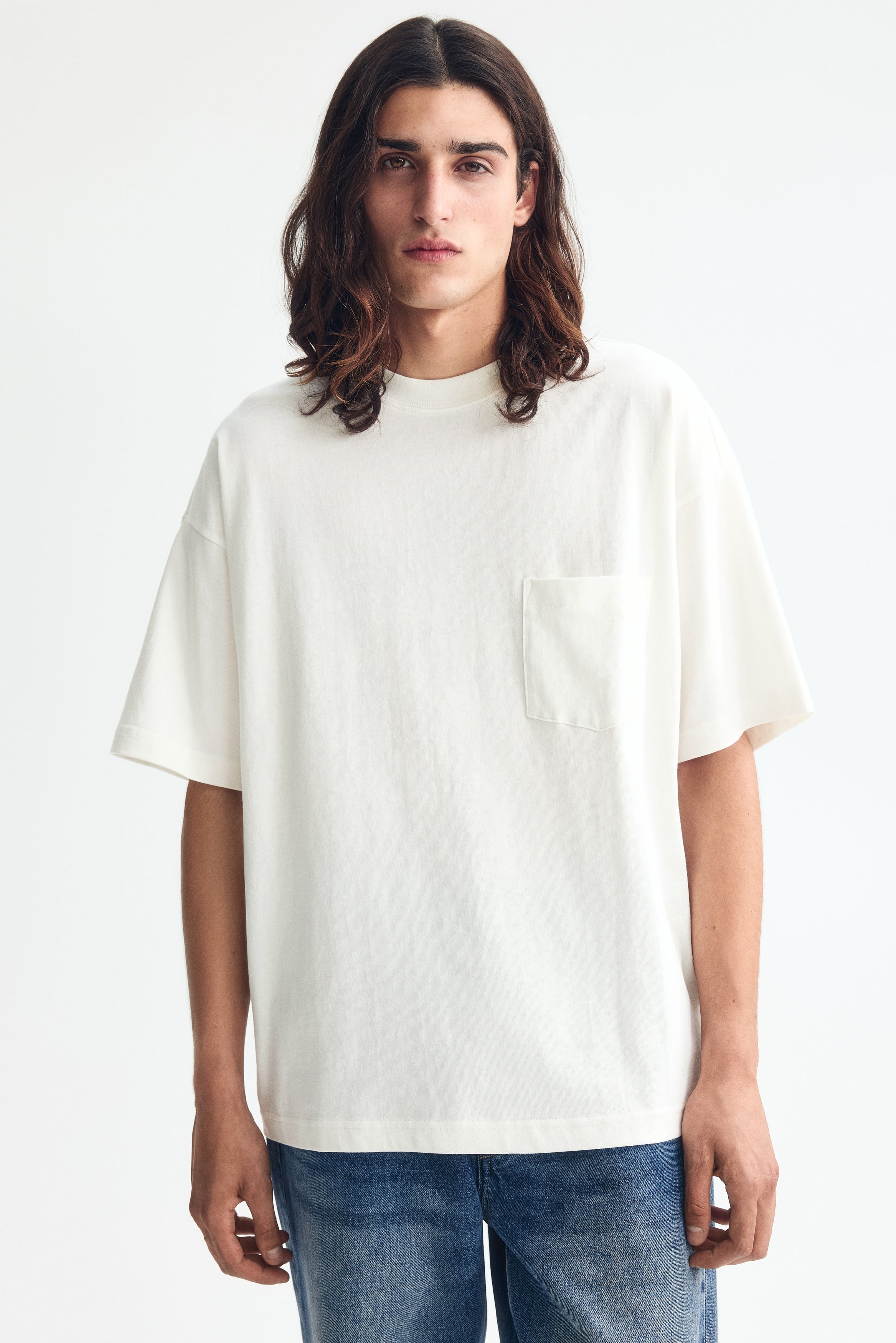 Men's Ivory Oversized Cotton T-Shirt | H&M US
