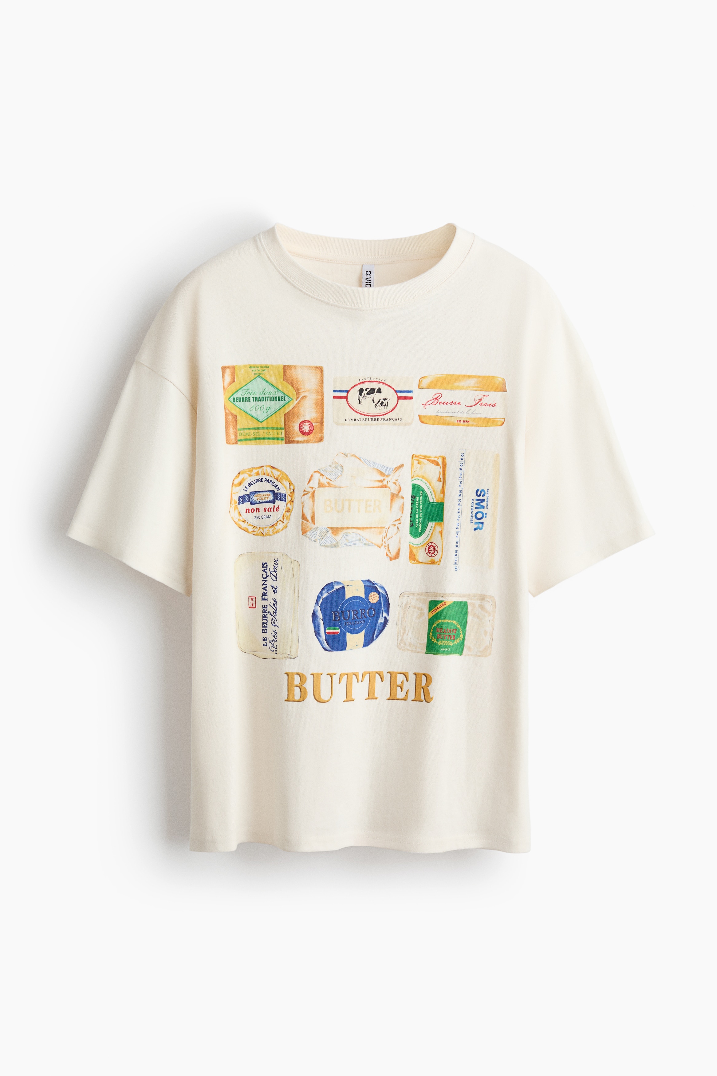 Oversized T-shirt med trykt motiv - Hvit/Butter/Hvit/Cream/Taormina Sicily/Hvit/La Dolce Vita/Lys gul/Sol/Lys beige/Macchiato/Mørk grå/Espresso/Sort/Iméra Paralías/Rosa/Solnedgang/Hvit/Dunas Cantoras
