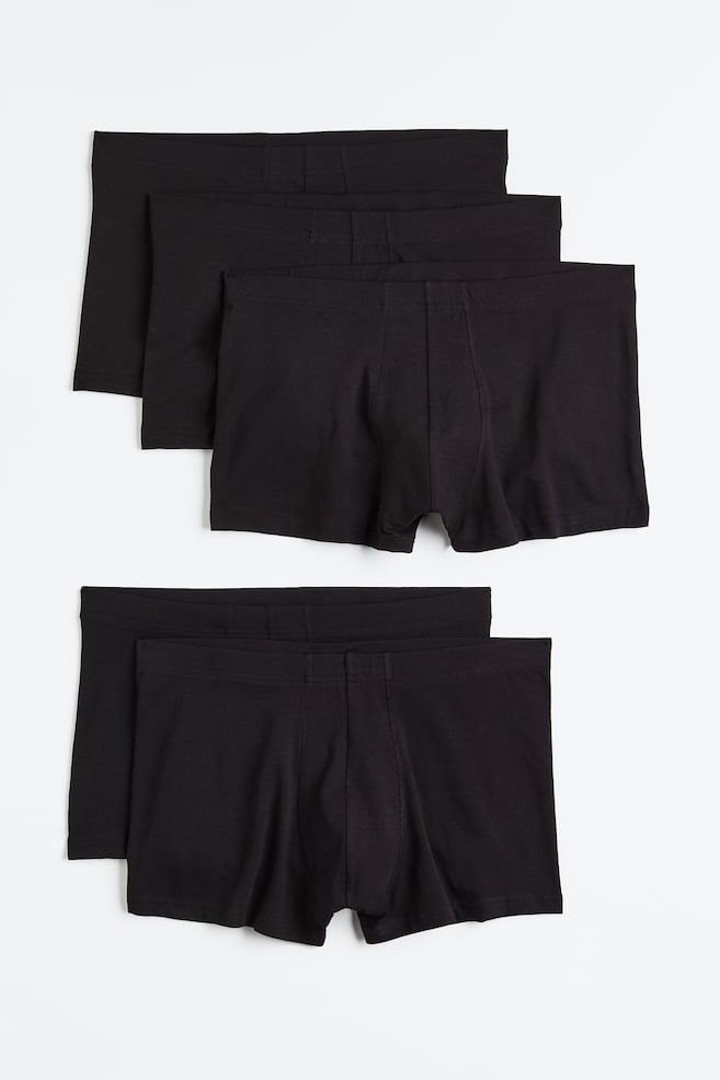 5-pack cotton short trunks - Black/Grey/Black/Dark blue/Grey - 1