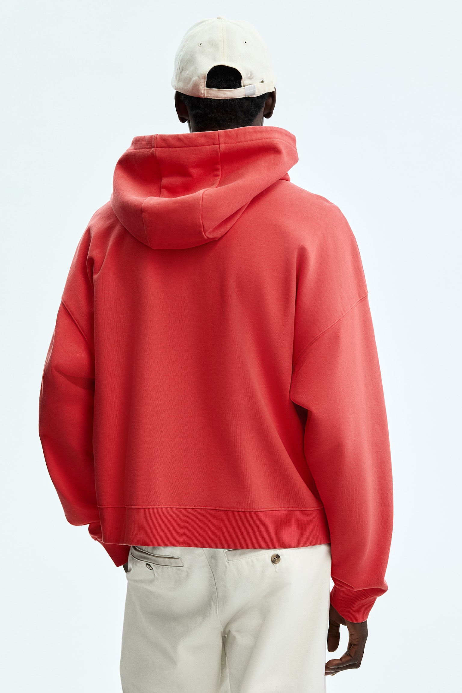 Oversized Fit Zip-through hoodie - Bright red/Black - 3