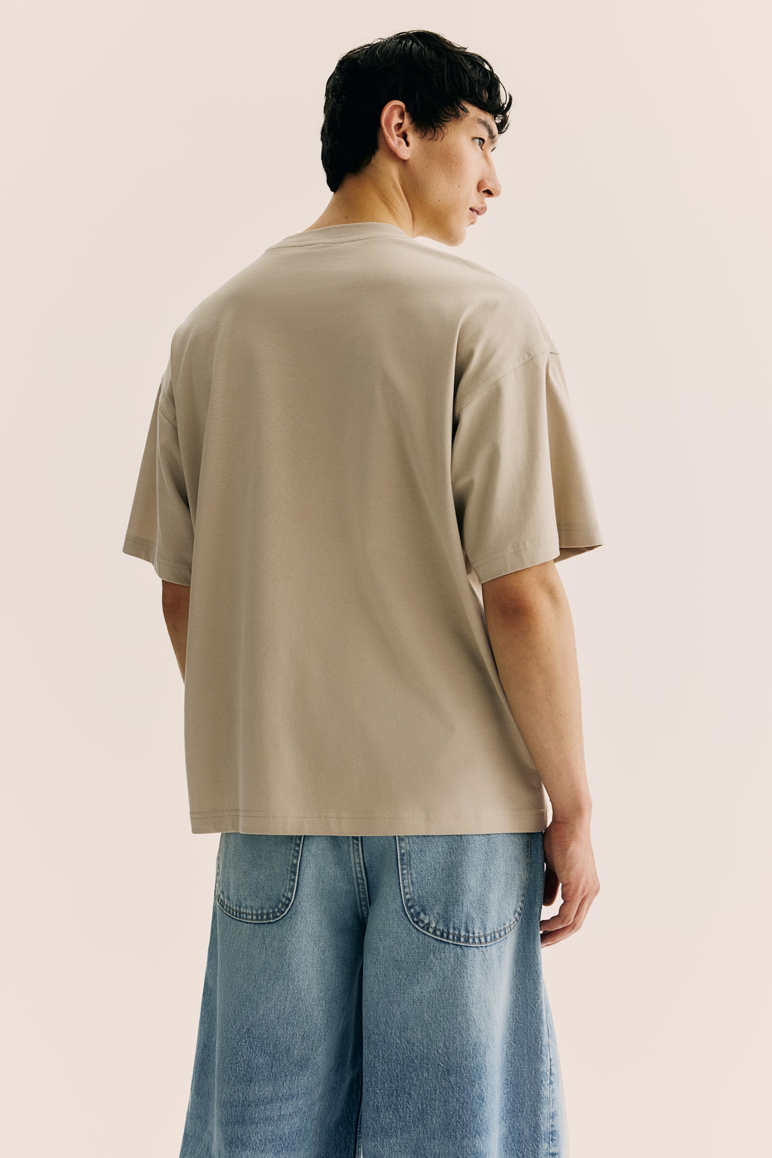 Oversized Fit T-shirt - Beige/White/Black/Beige - 3