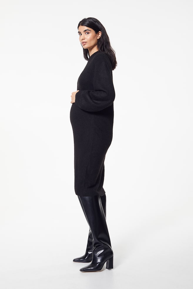 MAMA Knitted dress - Black/Beige marl/Cream - 1
