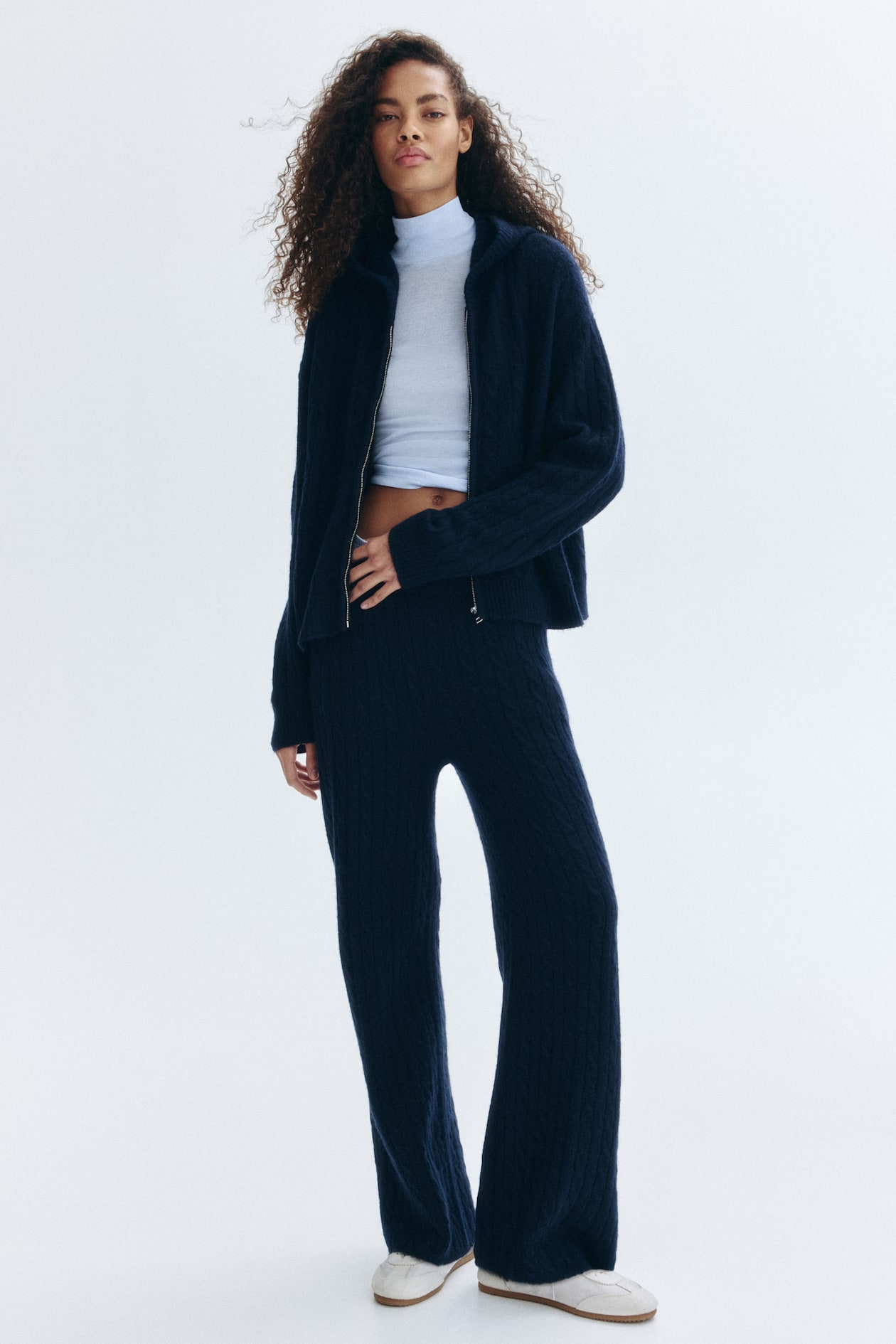 Cable-Knit Cardigan with Zipper - image 4