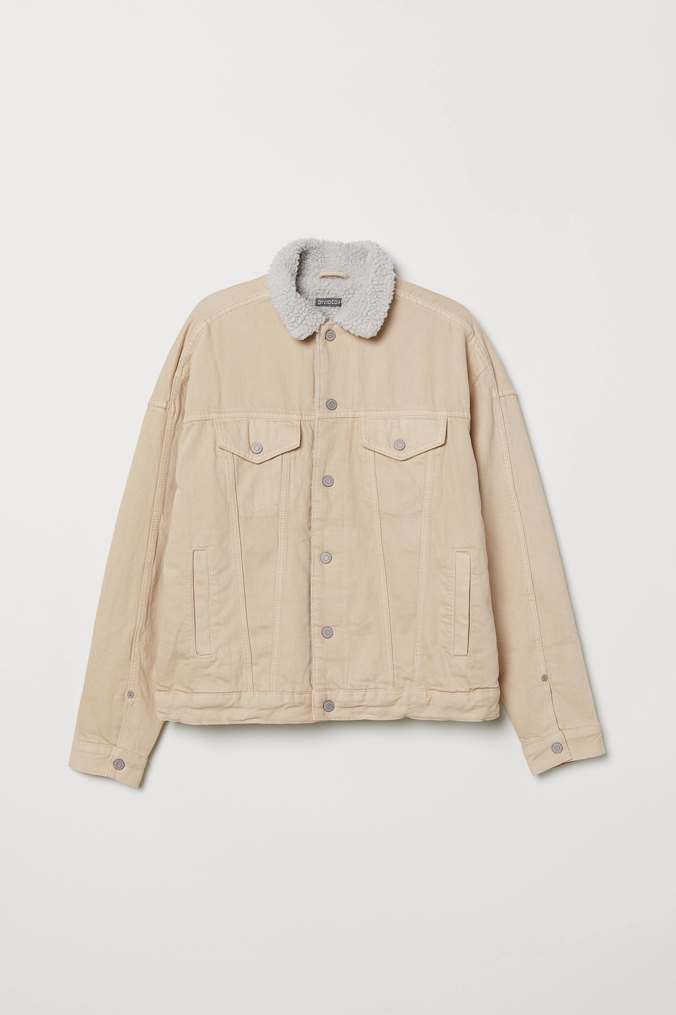 Pile-lined denim jacket