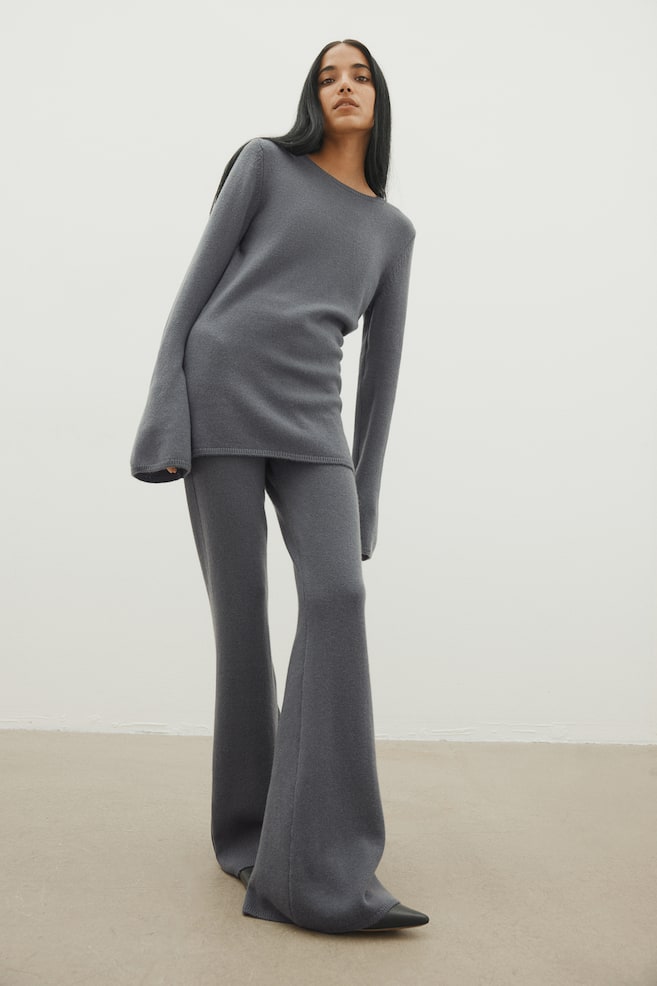 Flared cashmere-blend trousers - Dark grey - 3