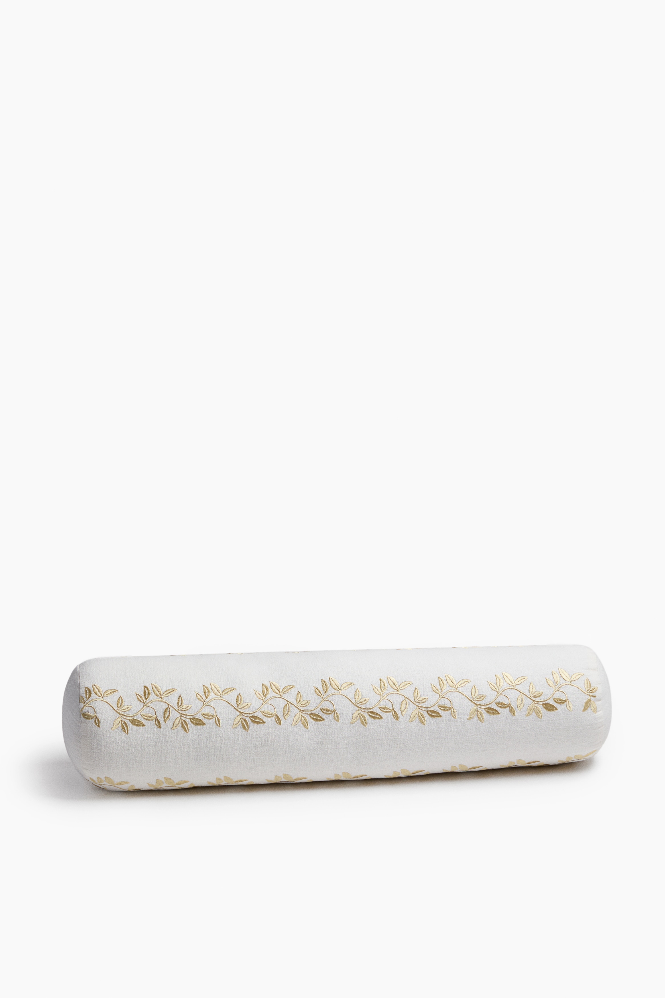 Embroidered bolster - White/Foliage