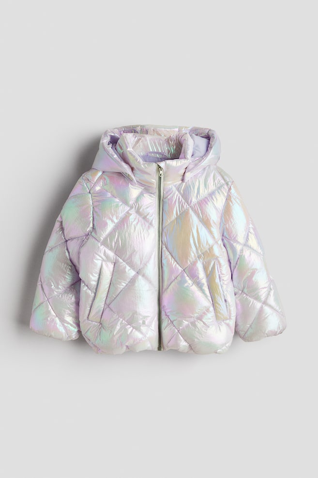 Shimmery Puffer Jacket - Light purple/Silver-colored - 1