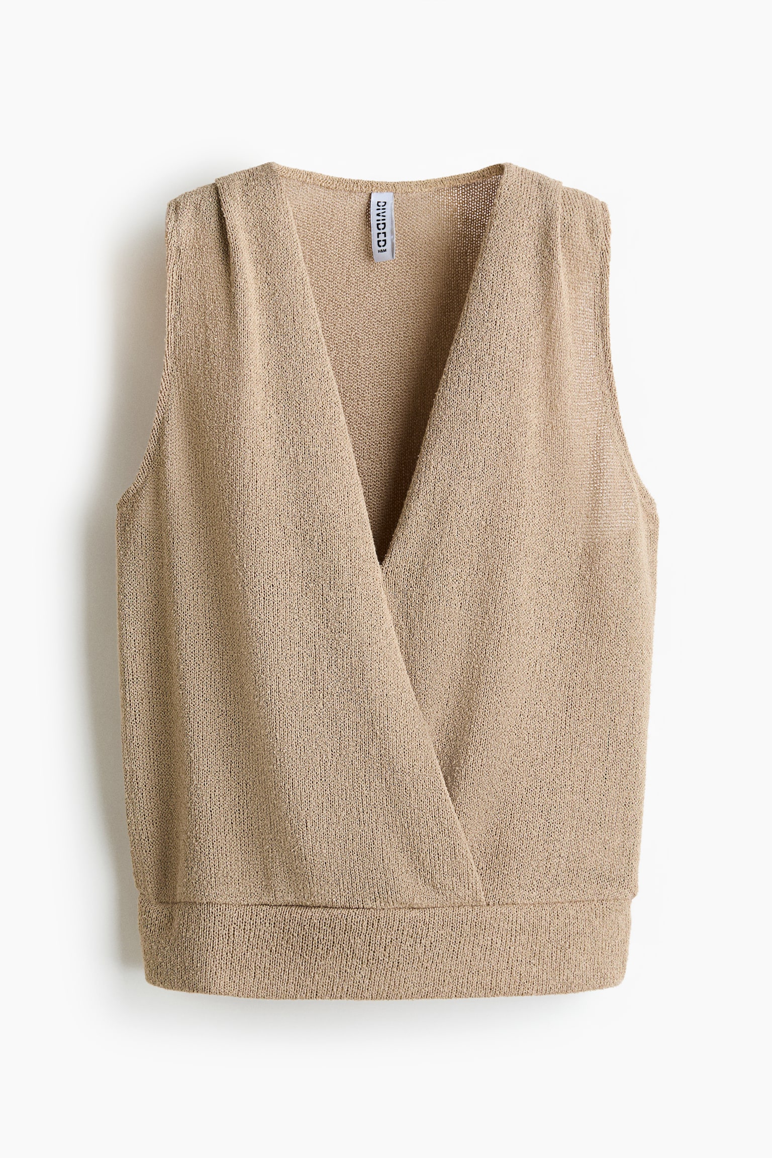 Knitted wrap top - Beige/Cream/Dark purple - 1