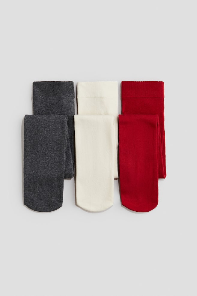 3-pack Fine-knit Tights - Red/dark gray melange/Dark gray/light pink/Pink/cream/Black/Light blue/light beige melange/Black/gray melange/Gray melange/pink/Gray melange/black - 1