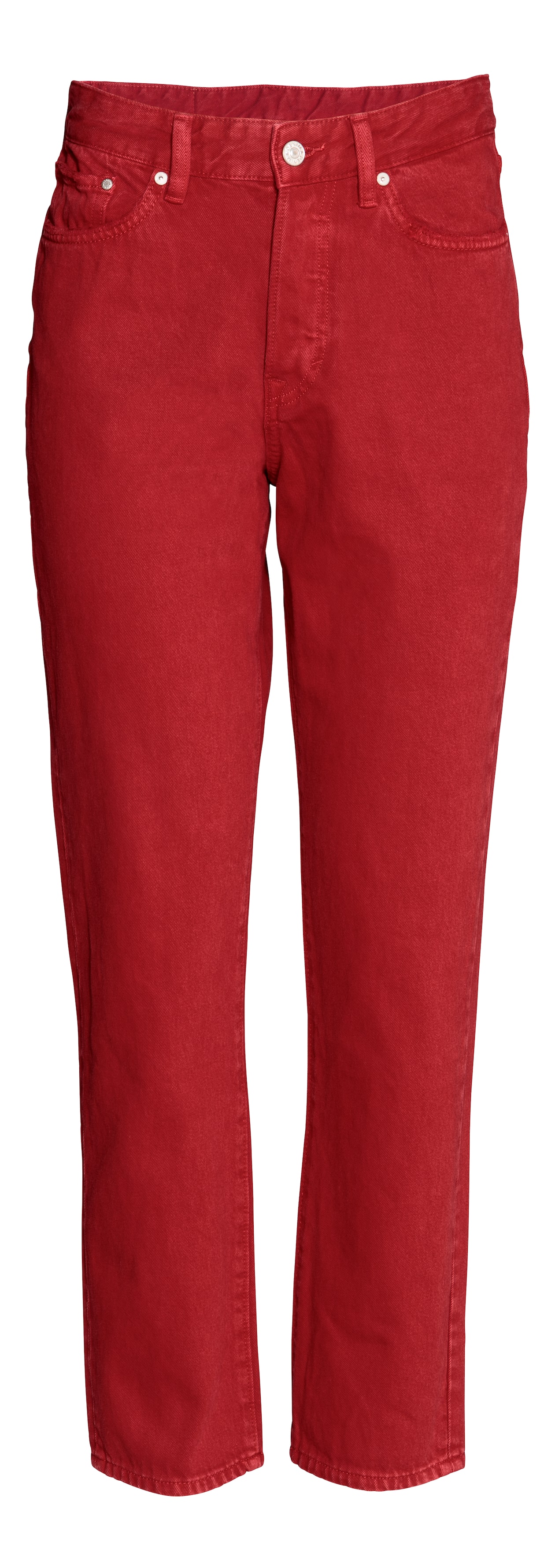 Vintage High Cropped Jeans - High waist - Ankle length - Red - Ladies ...