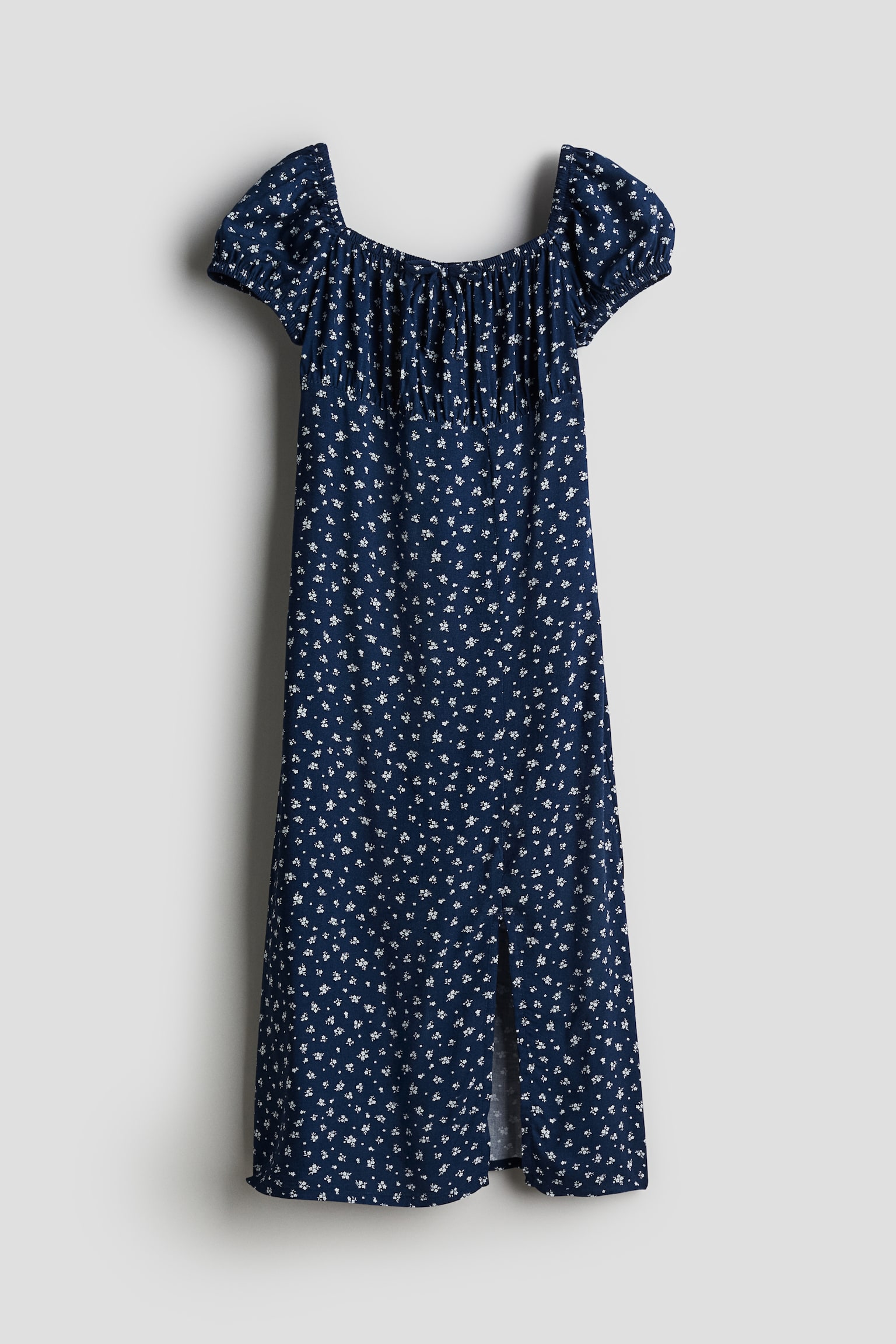 Puff Sleeve Midi Dress - Dark blue/Floral/Black - 1