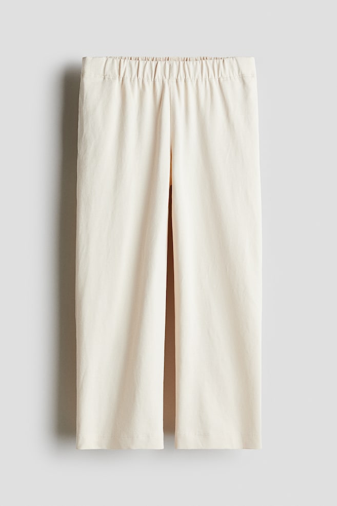 Weite Jerseyhose - Hellbeige/Schwarz - 1