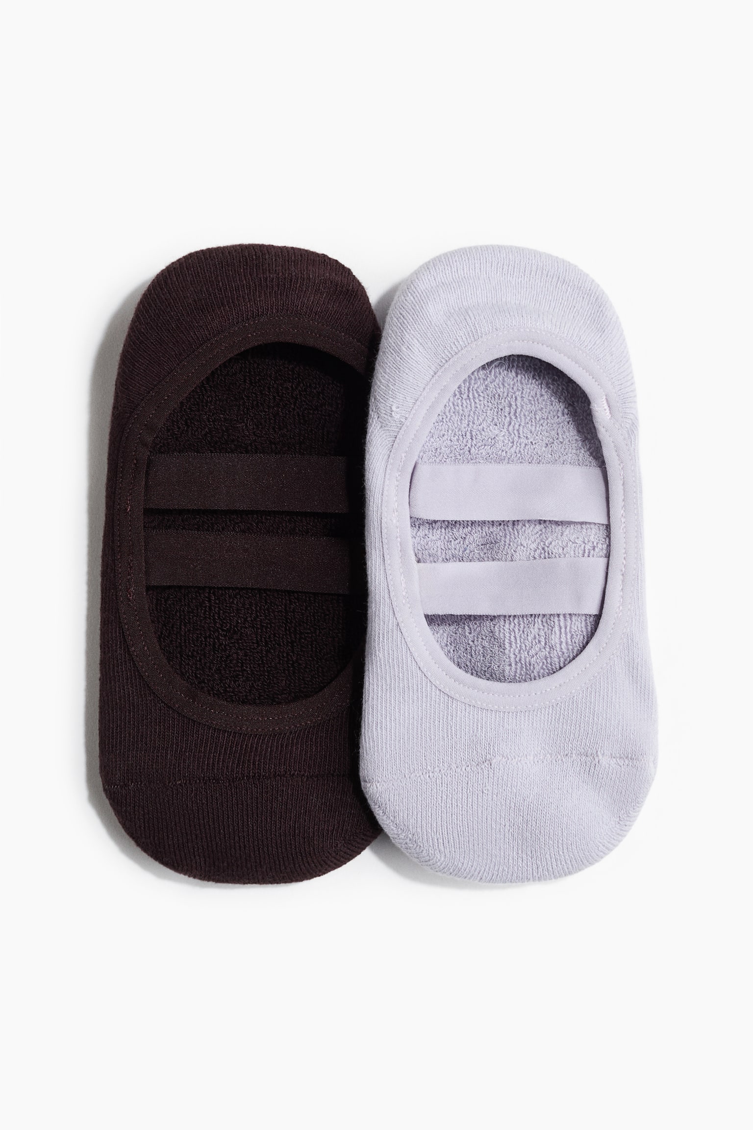 Lot de 2 paires de chaussettes de Pilates - Prune chocolat/lilas/Blanc/beige