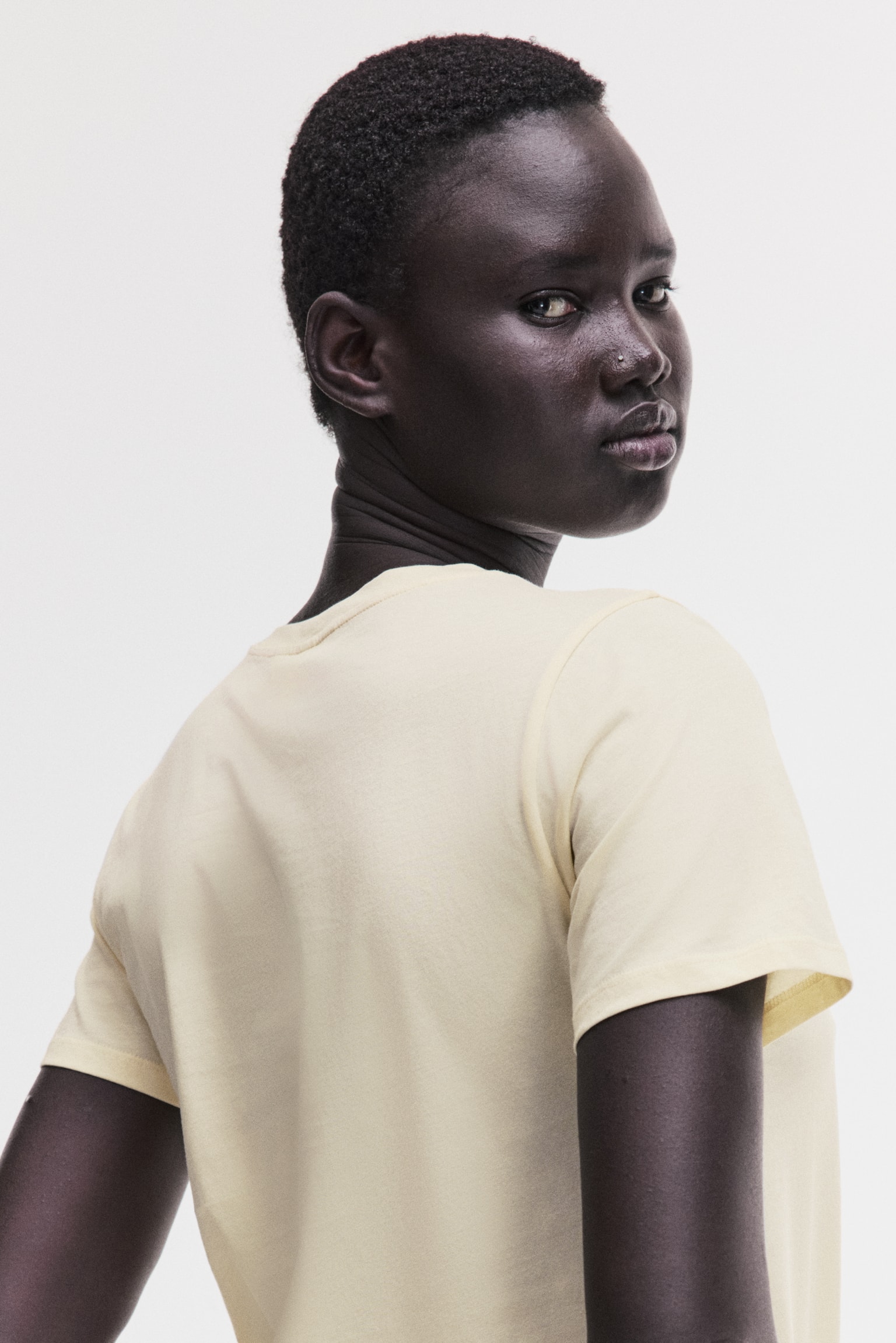 Cotton T-shirt - Light yellow/Orange/Dark dusty pink/White/Navy blue striped/Light grey marl/Black/Light pink/White/Blue/White - 2